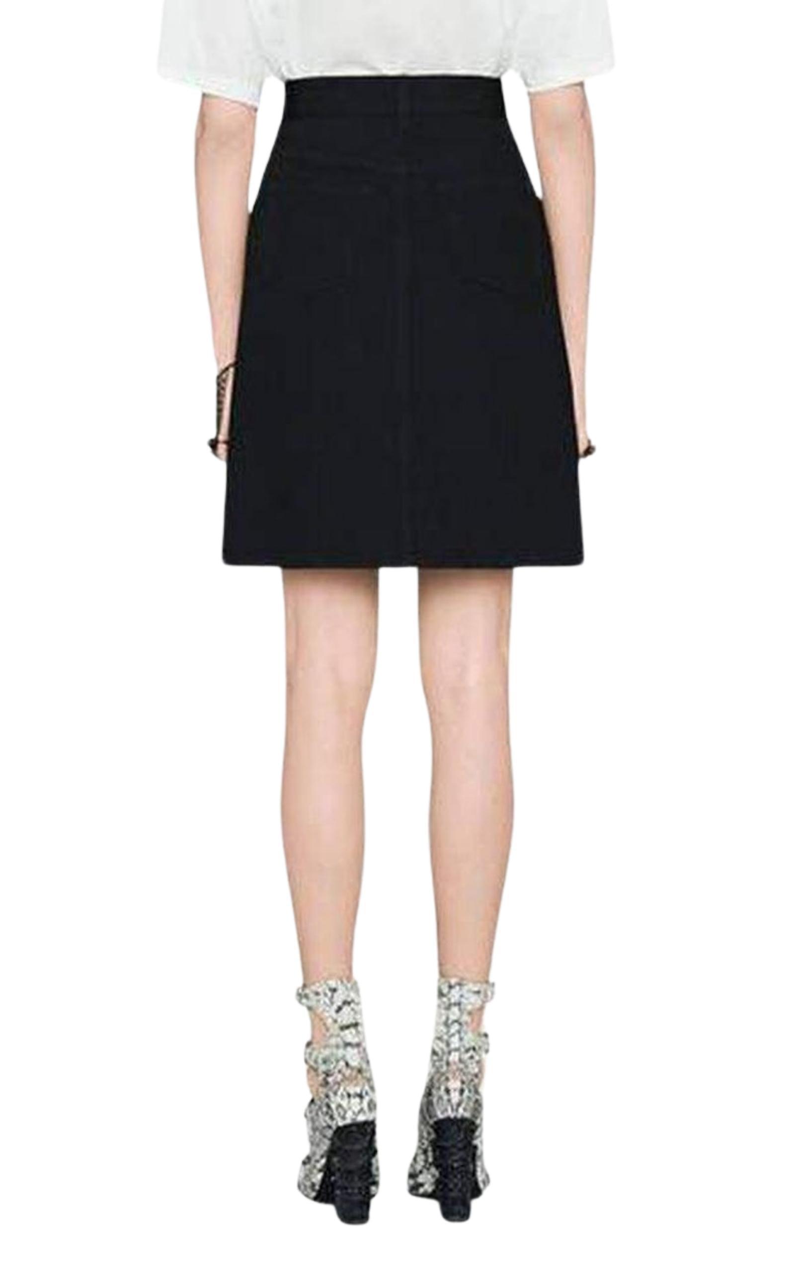  GucciEmbroidered Black Denim Mini Skirt - Runway Catalog