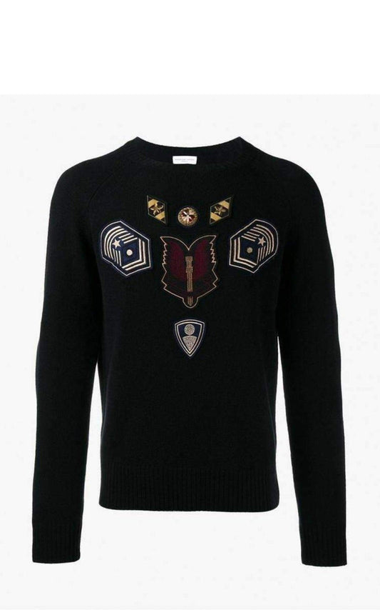  Dries Van NotenEmbroidered Master Patch Cashmere Sweater - Runway Catalog