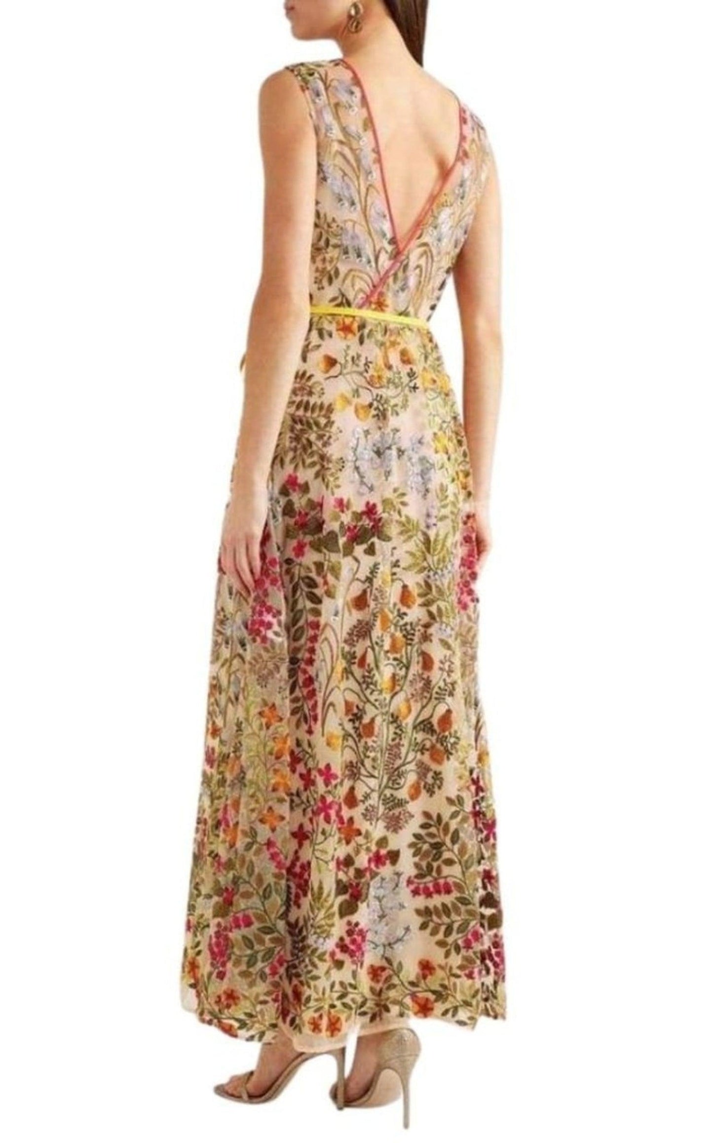 Red ValentinoEmbroidered Tulle Maxi Dress - Runway Catalog
