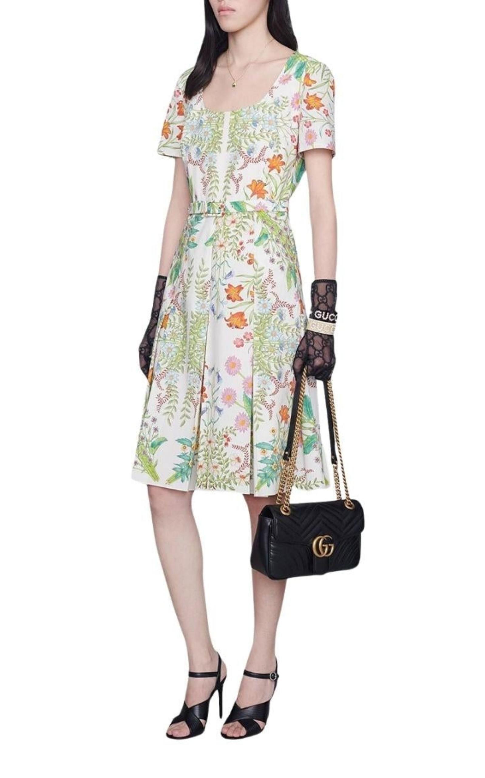  GucciFlora Print Cotton Midi Dress - Runway Catalog