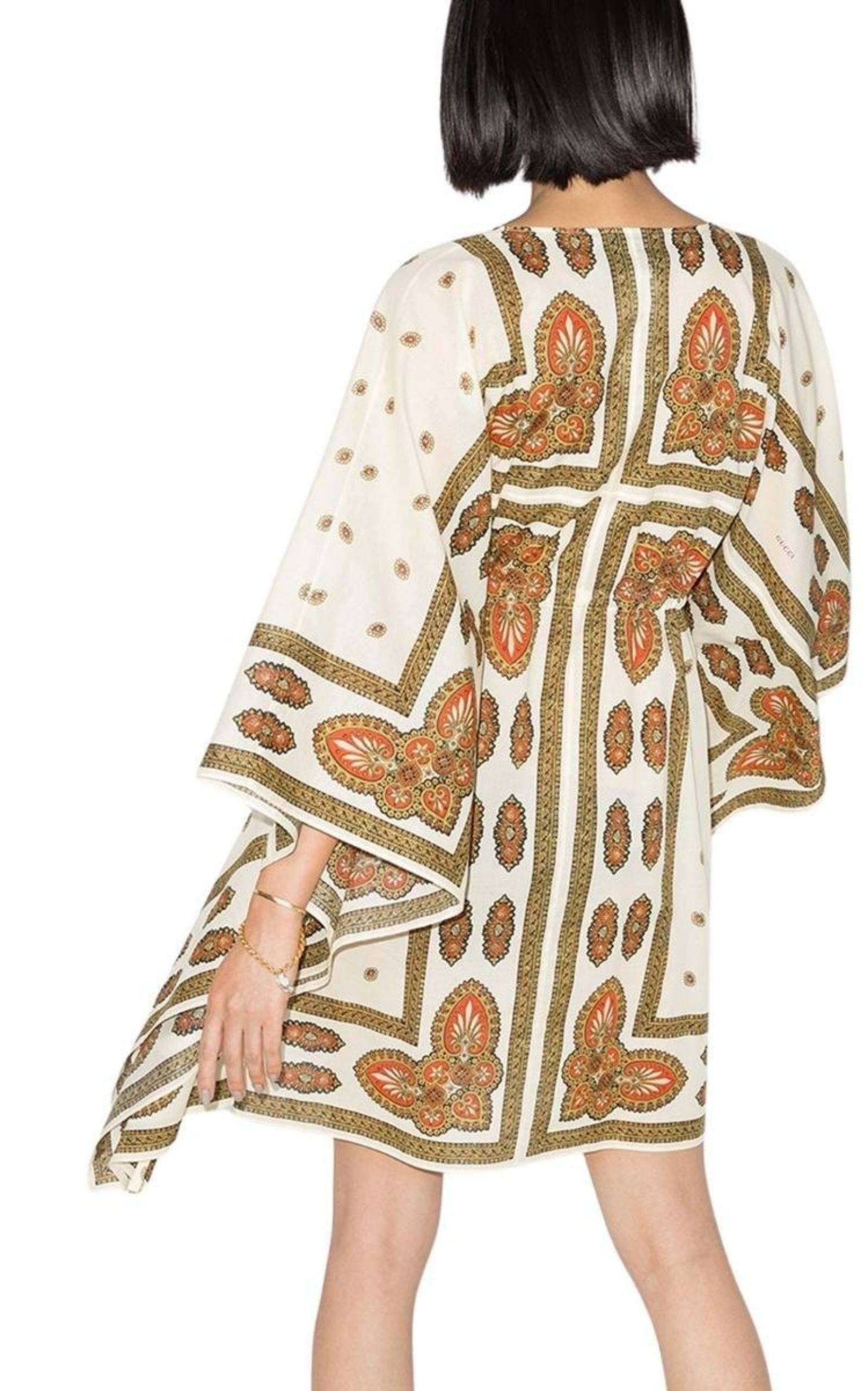  GucciFloral Cotton Printed Midi Kaftan Dress - Runway Catalog