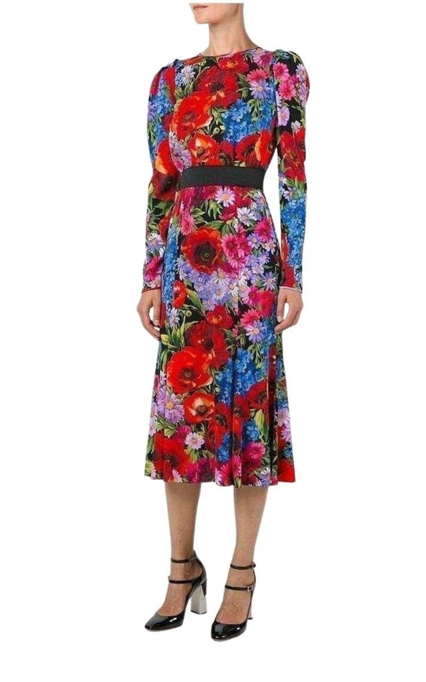  Dolce & GabbanaFloral Print Silk Dress - Runway Catalog