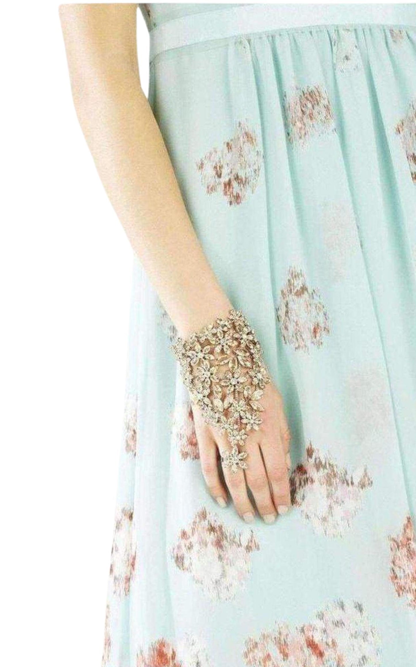 Floral Stone Hand Chain Bracelet