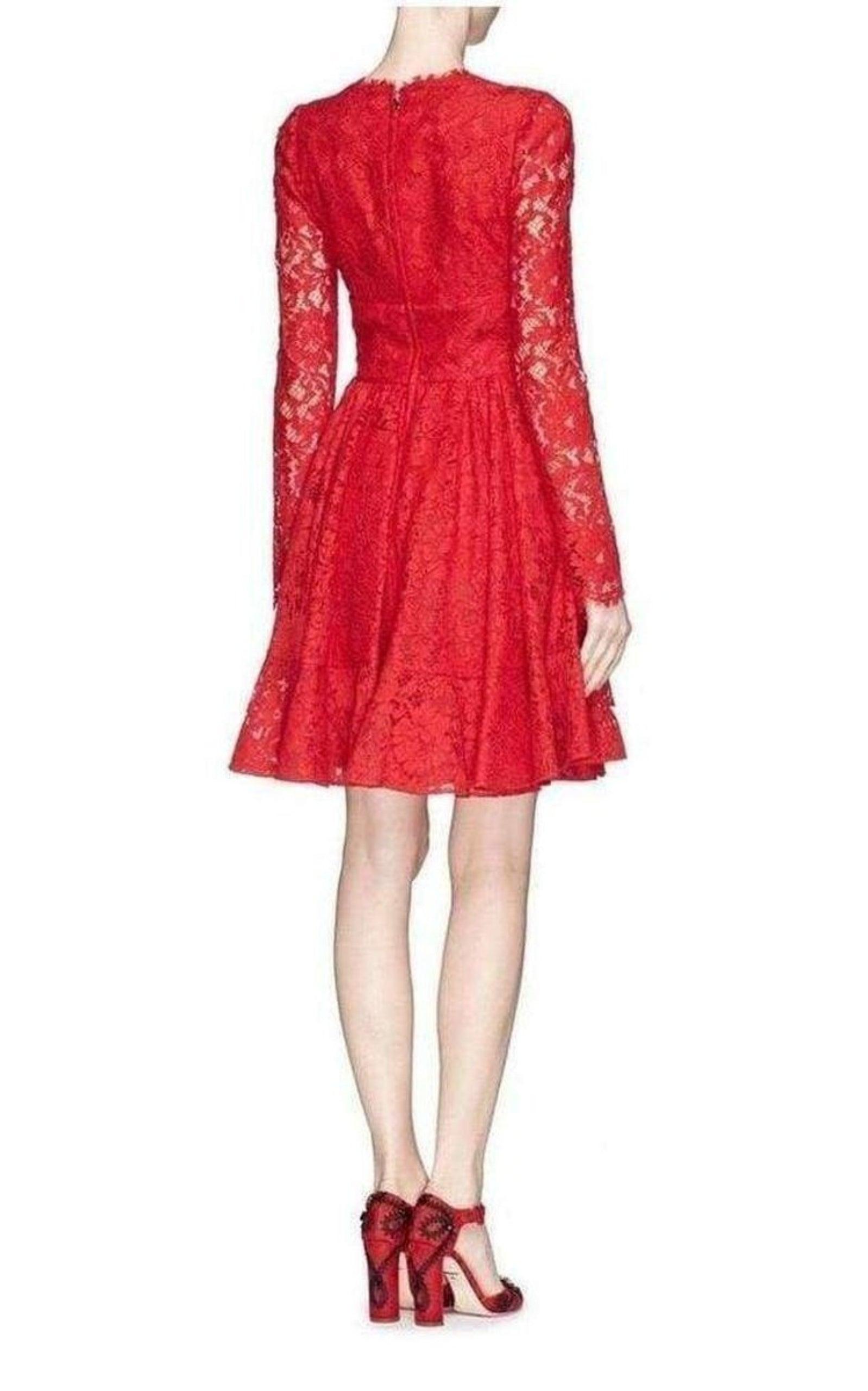  Dolce & GabbanaFloral-lace Flounce Dress - Runway Catalog