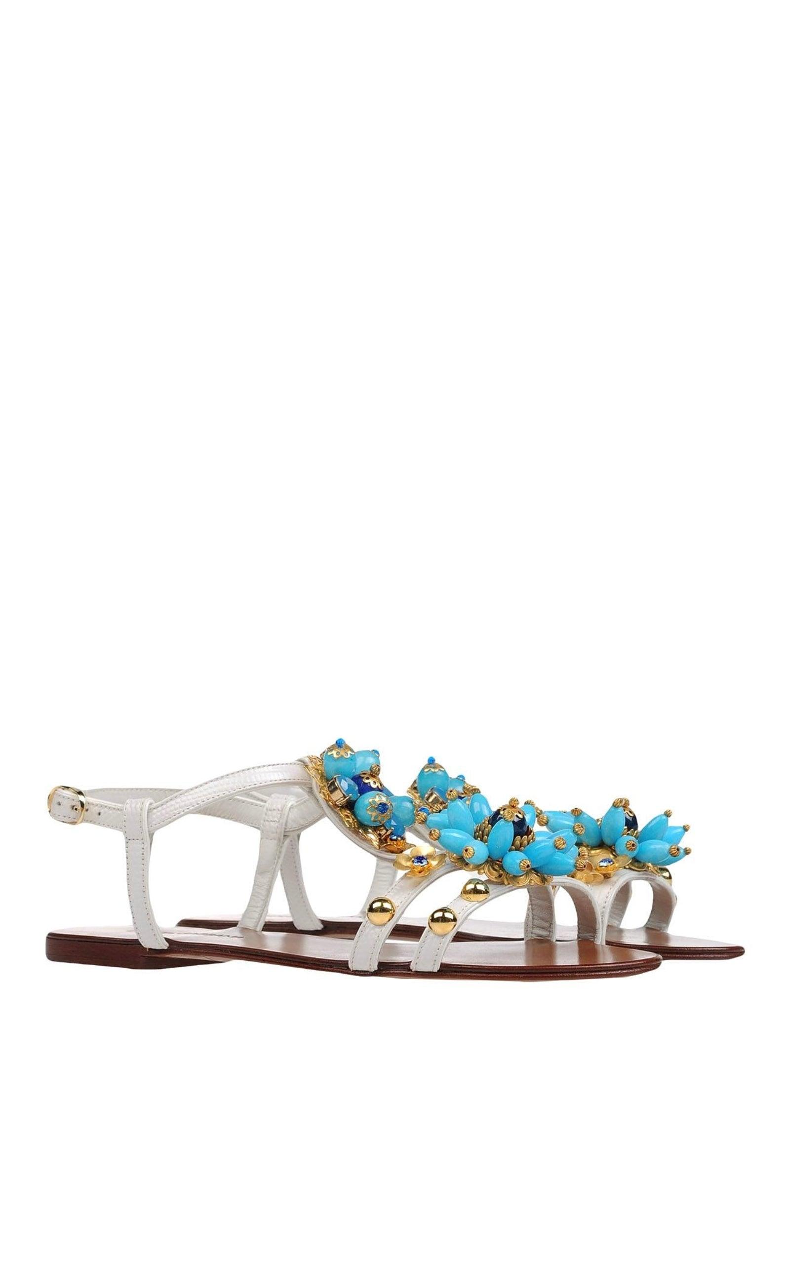  Dolce & GabbanaFlower Embellished Sandals - Runway Catalog