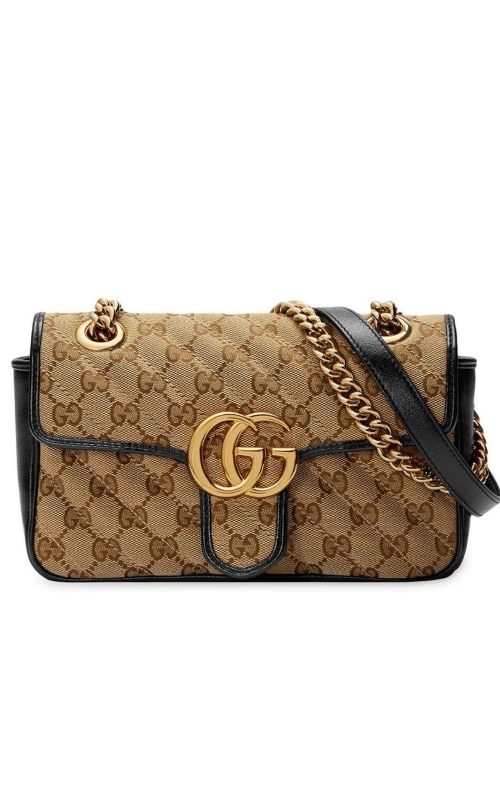 Gucci - GG Marmont Black Leather Flap Small Shoulder Bag