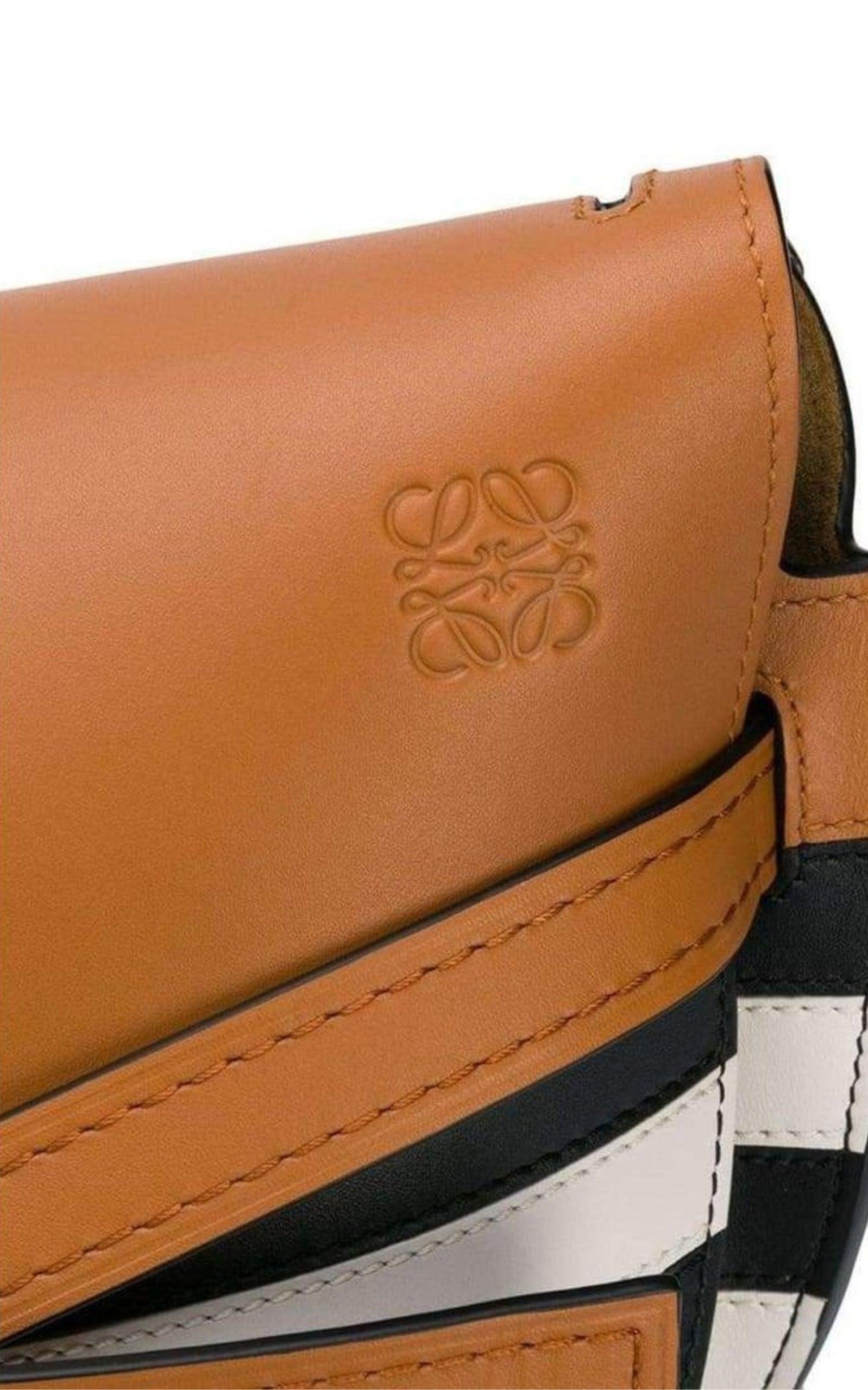 Loewe Brand Bucket Gate Shoulder Bag In Gold Calfskin