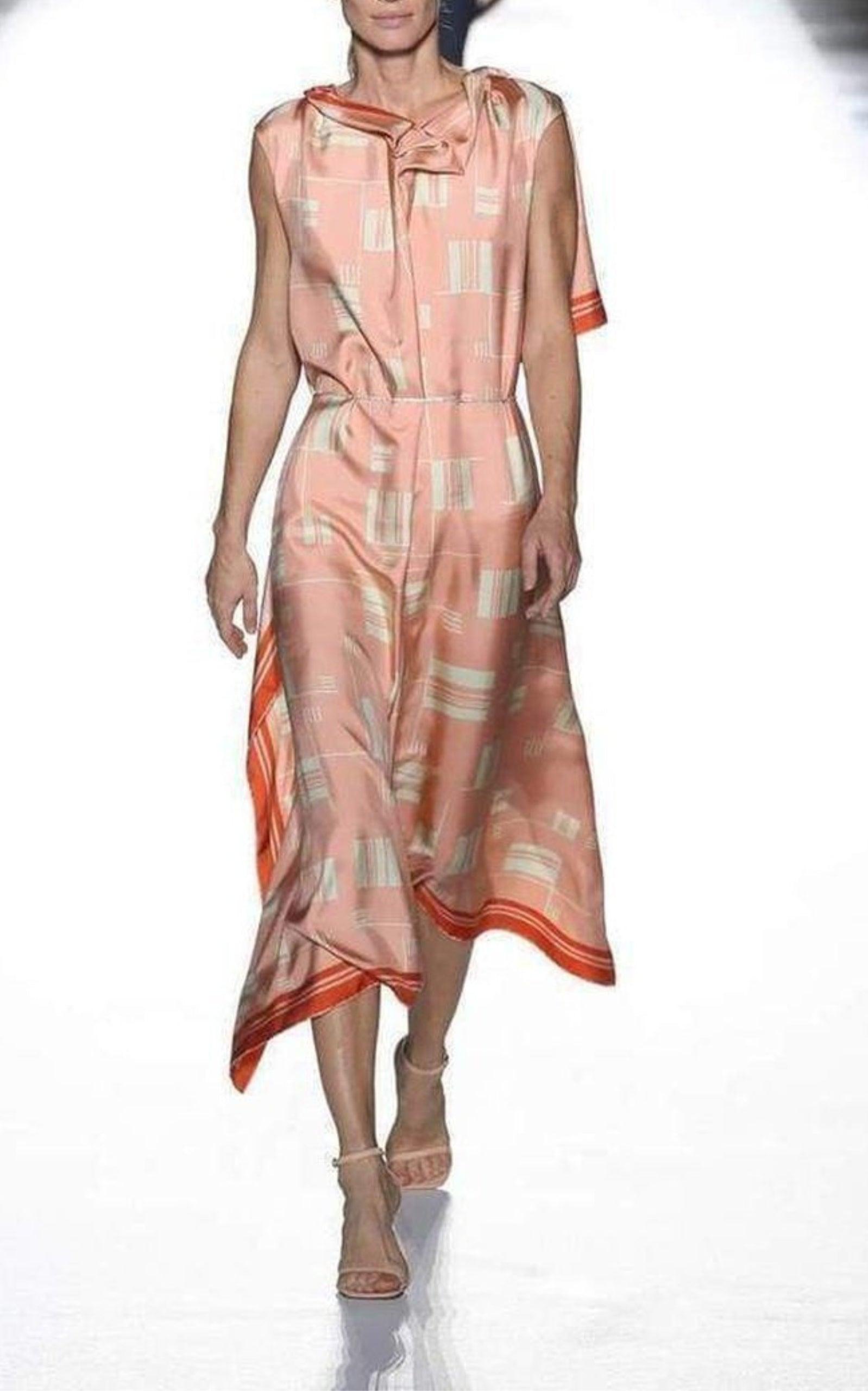  Dries Van NotenGeometric Silk Overlay Dress - Runway Catalog