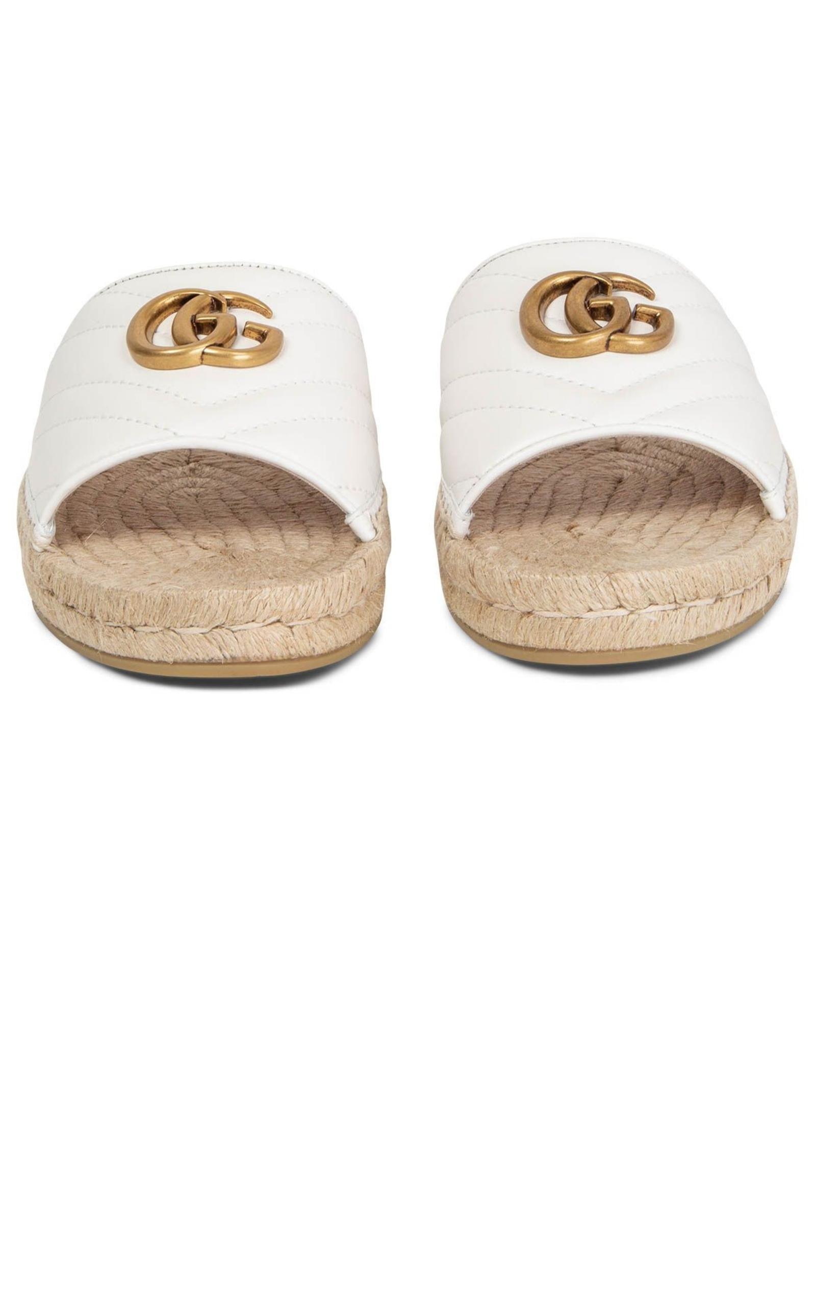  GucciGg Logo Quilted Leather Espadrilles - Runway Catalog