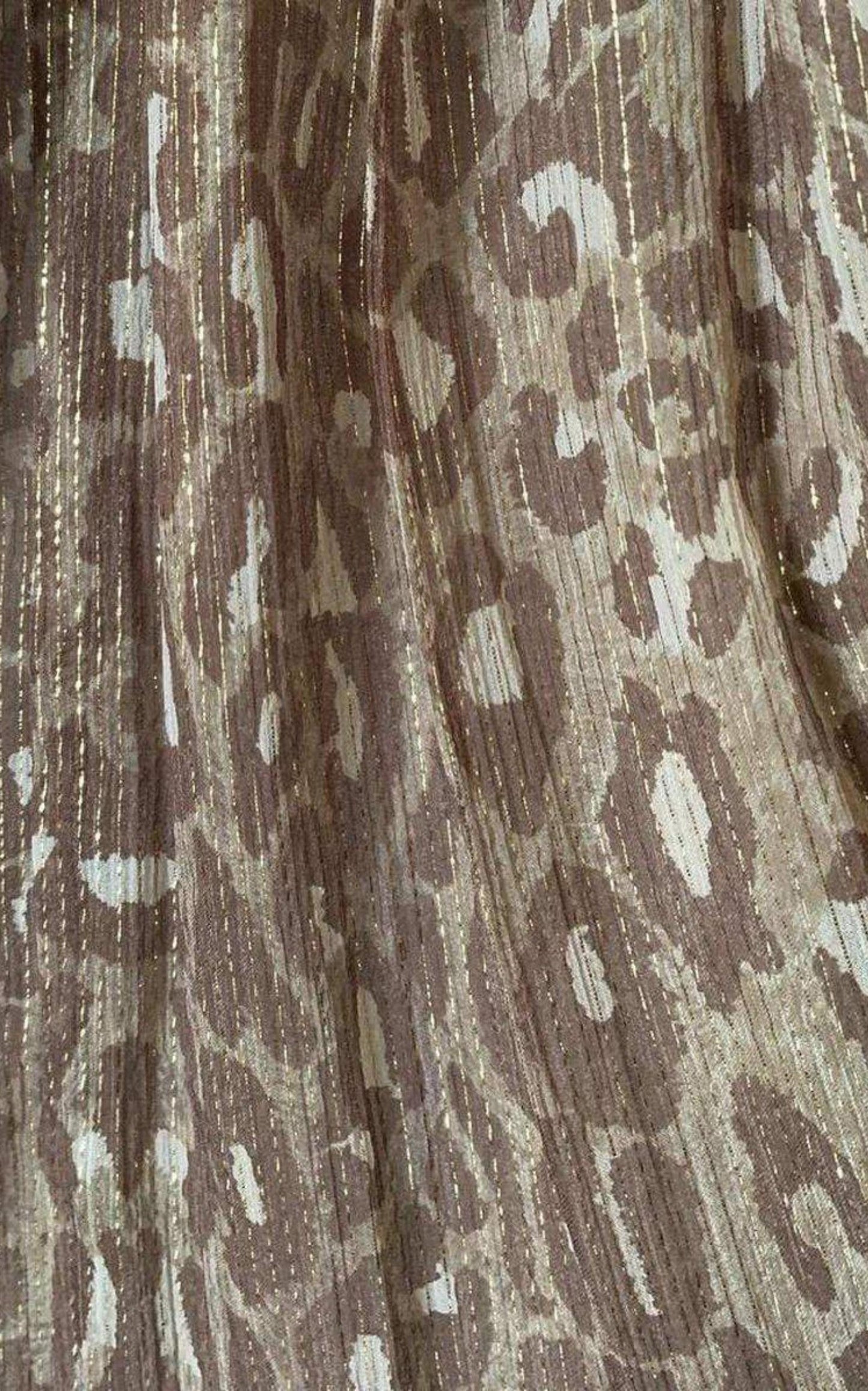 Gold Leopard Print Silk Gown Dress