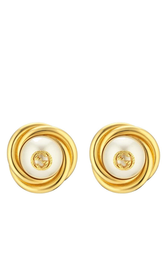  GucciGold-tone Double G Faux Pearl Clip-on Earrings - Runway Catalog