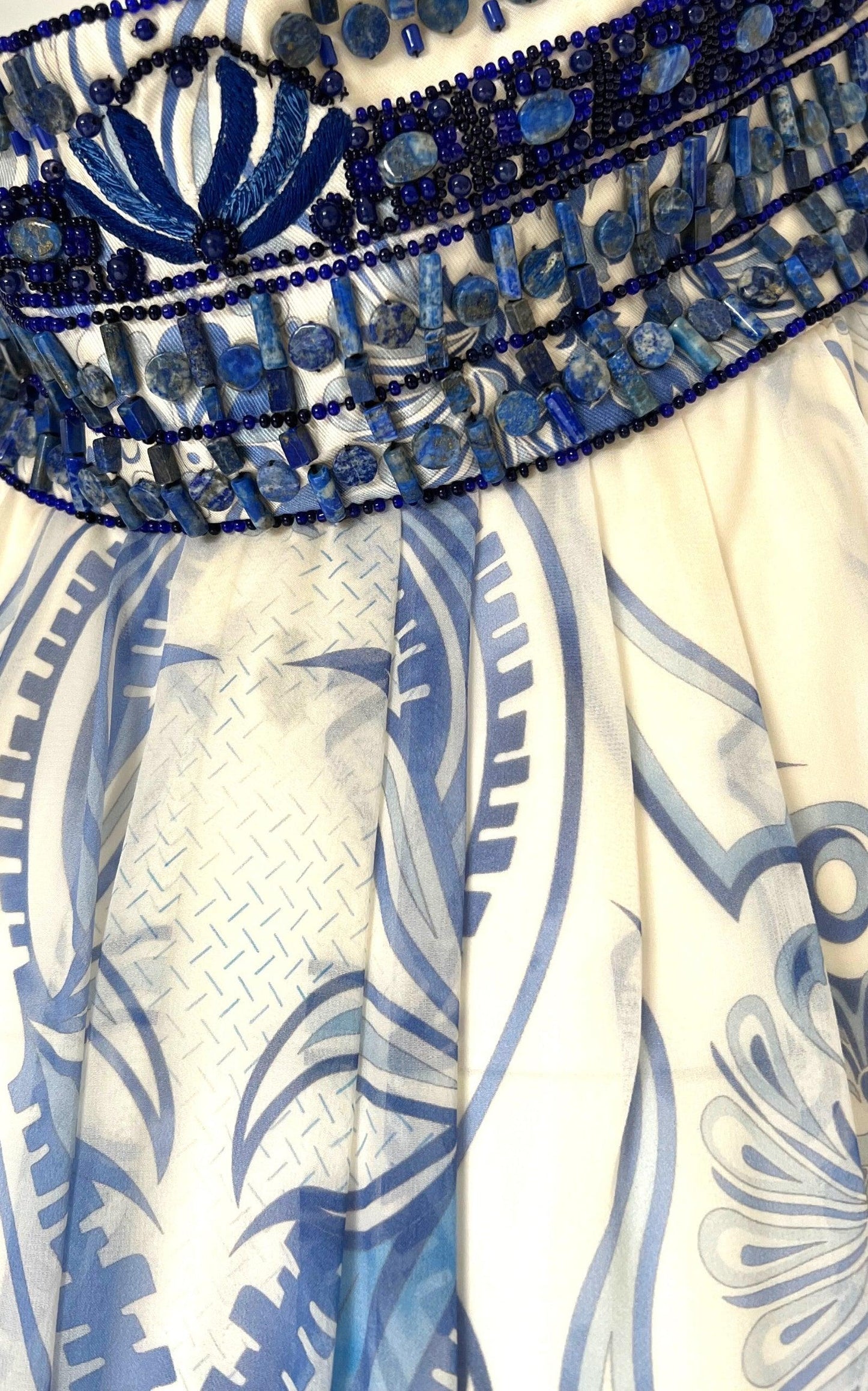  Emilio PucciGreek Bleach Lazurite Silk Halter Gown Dress - Runway Catalog