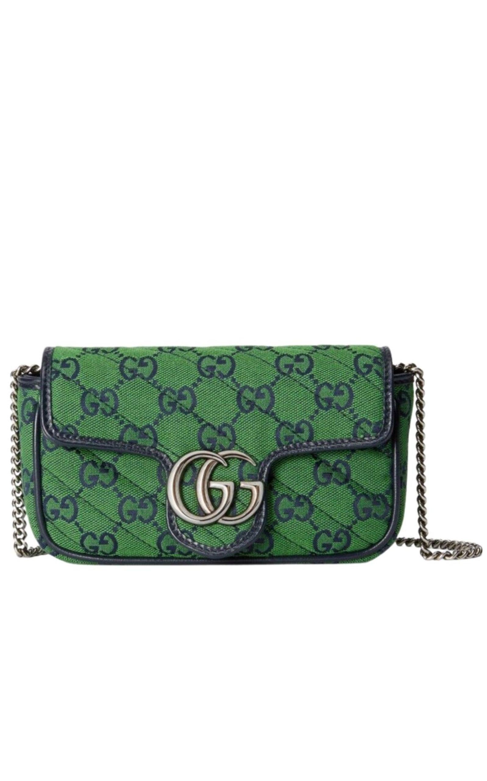 Gucci Green GG Marmont Multicolour Super Mini Bag