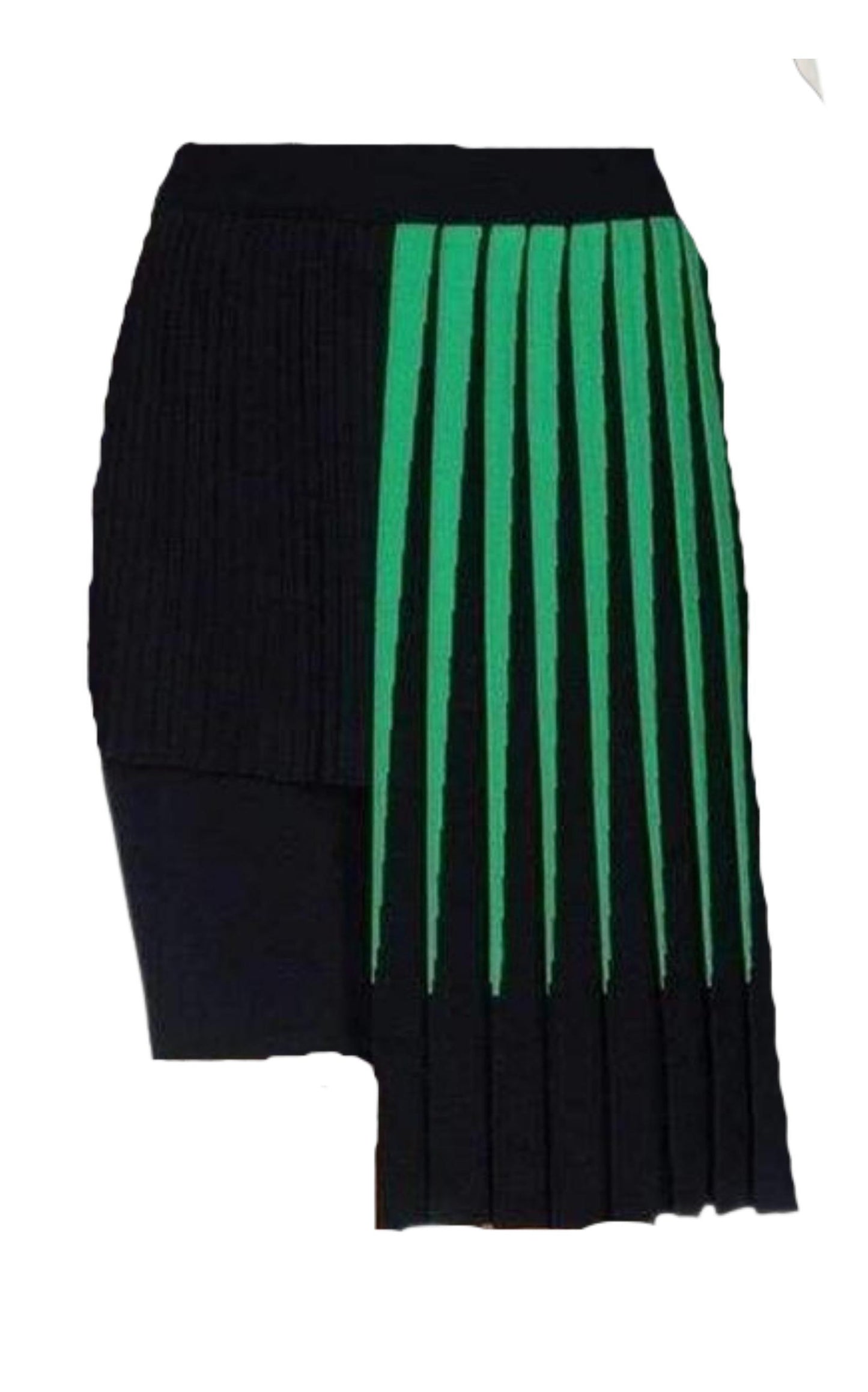 Fausto PuglisiGreen Pleated Asymmetrical Skirt - Runway Catalog