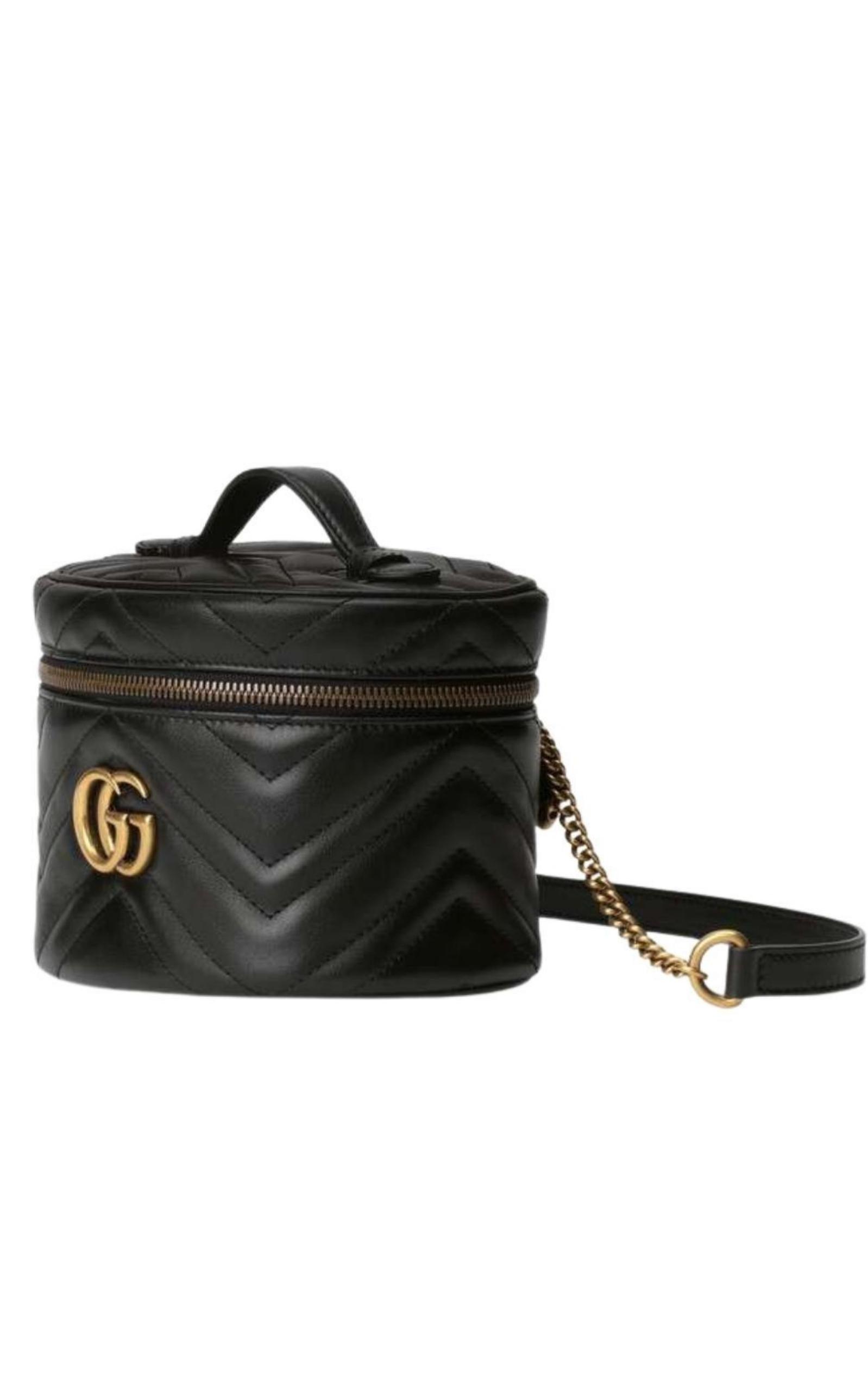 Gucci GG Marmont Chevron Quilted Leather Mini Backpack in Black