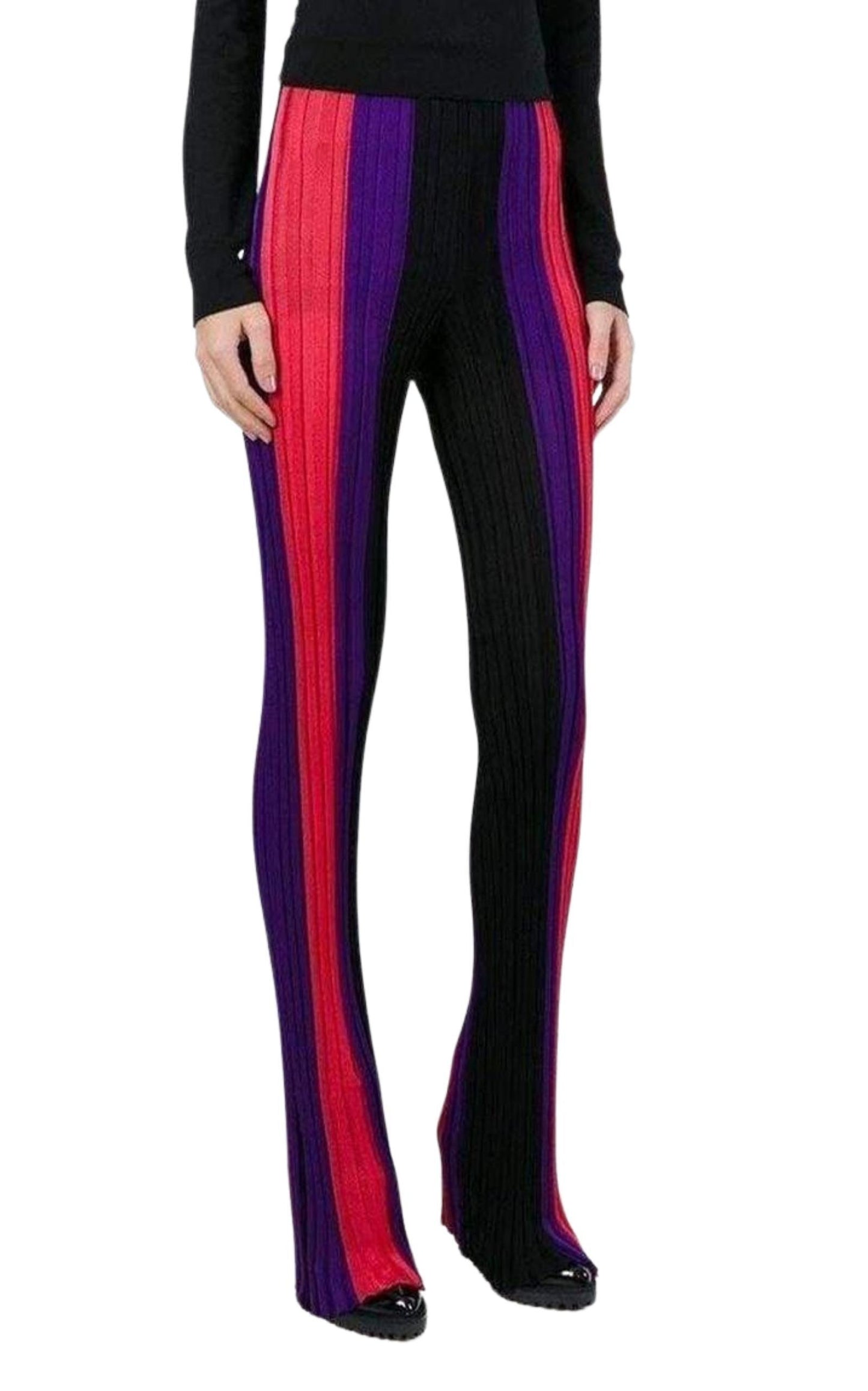  BalmainHigh Waist Ribbed Striped Pants - Runway Catalog