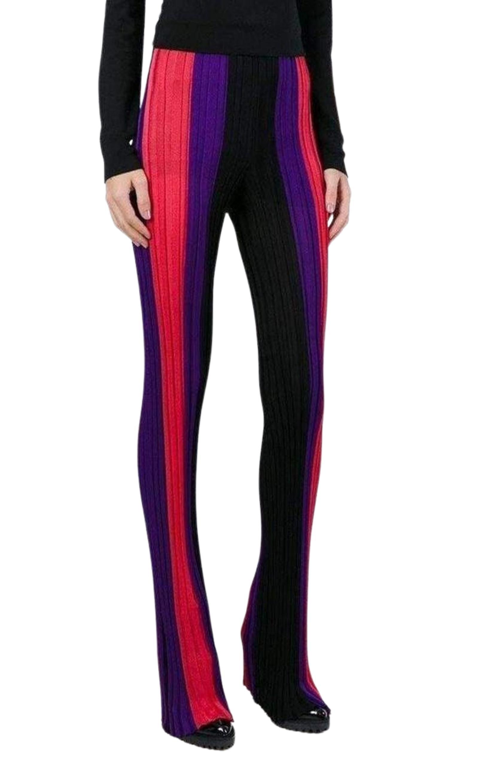  BalmainHigh Waist Ribbed Striped Pants - Runway Catalog