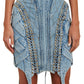  BalmainHigh-waist Lace-up Denim Skirt - Runway Catalog