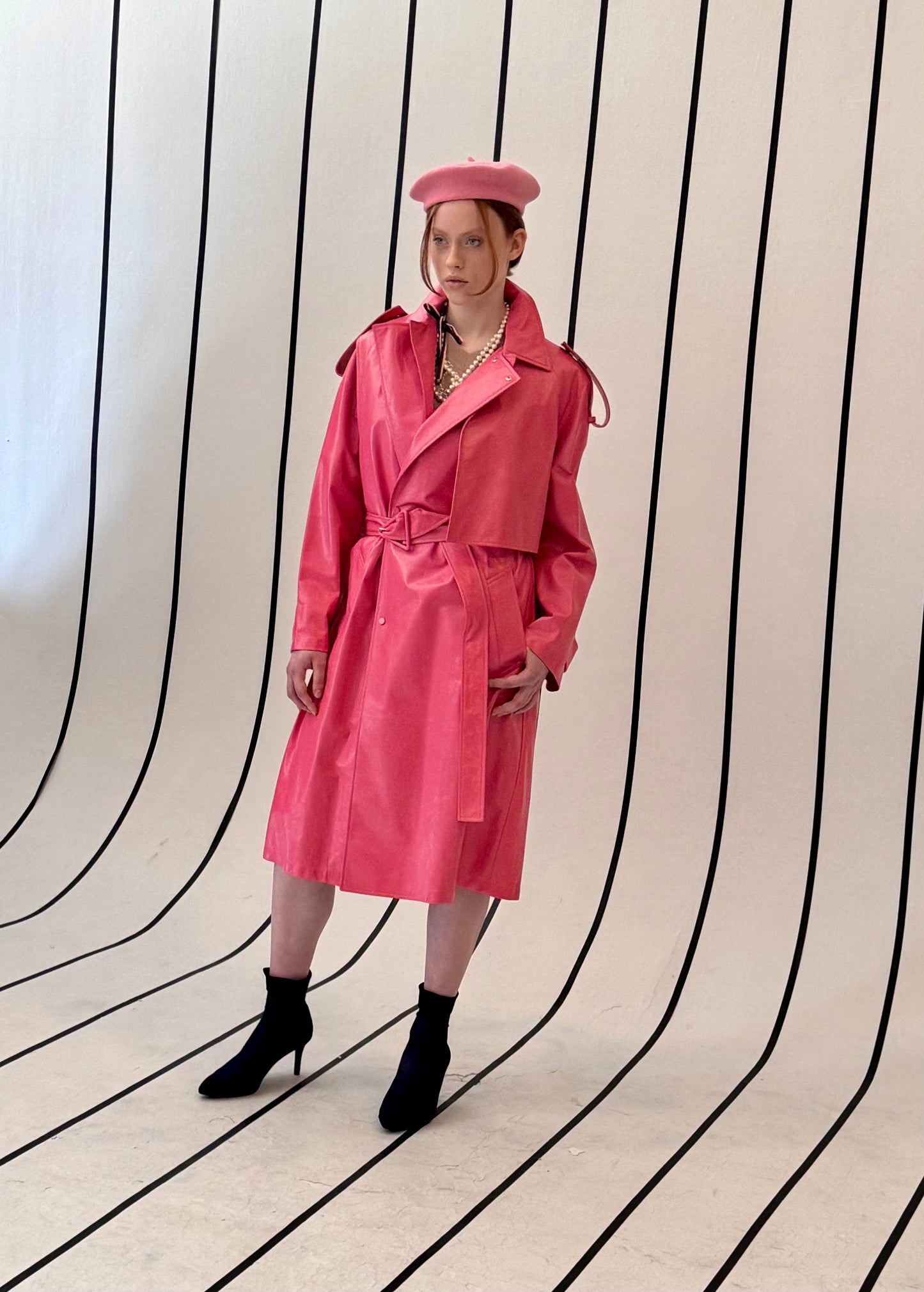 Convertible Crinkled Glossed-leather Trench Coat