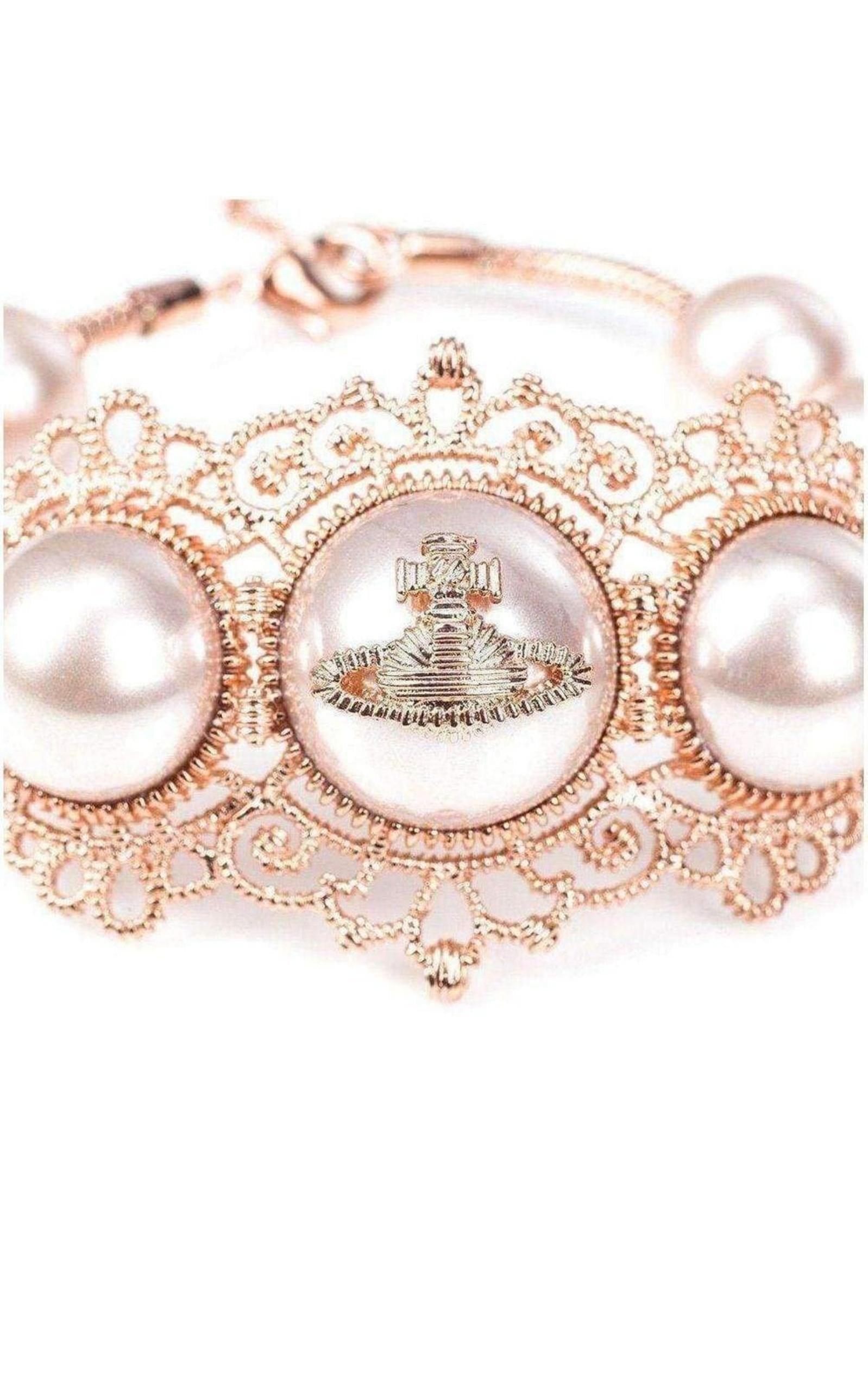  Vivienne WestwoodIsolde Large Pearl Pink Gold Bracelet - Runway Catalog