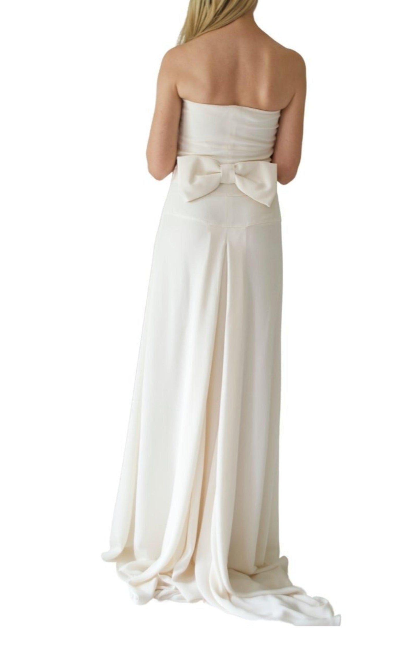  ValentinoIvory Bow-Back Strapless Silk Gown - Runway Catalog