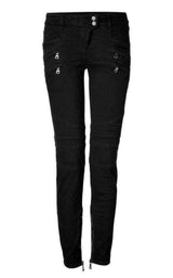  BalmainJeans Low Rise Black Biker Jeans - Runway Catalog