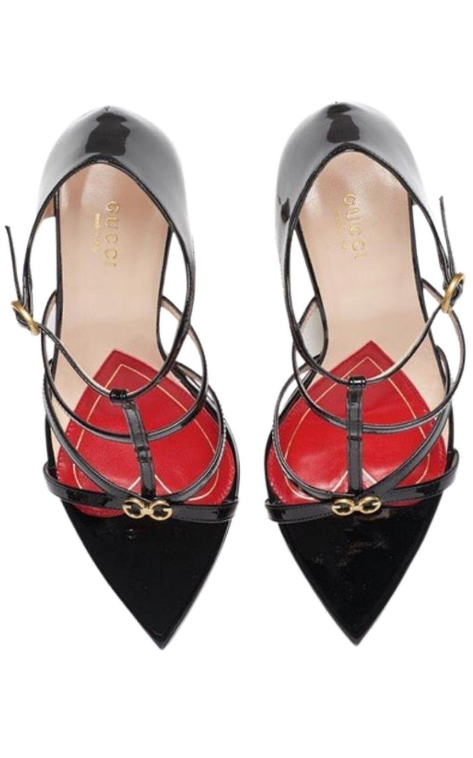 Gucci Acero Leather Ursula Horsebit Ankle Strap Sandals Size 8.5/39 -  Yoogi's Closet