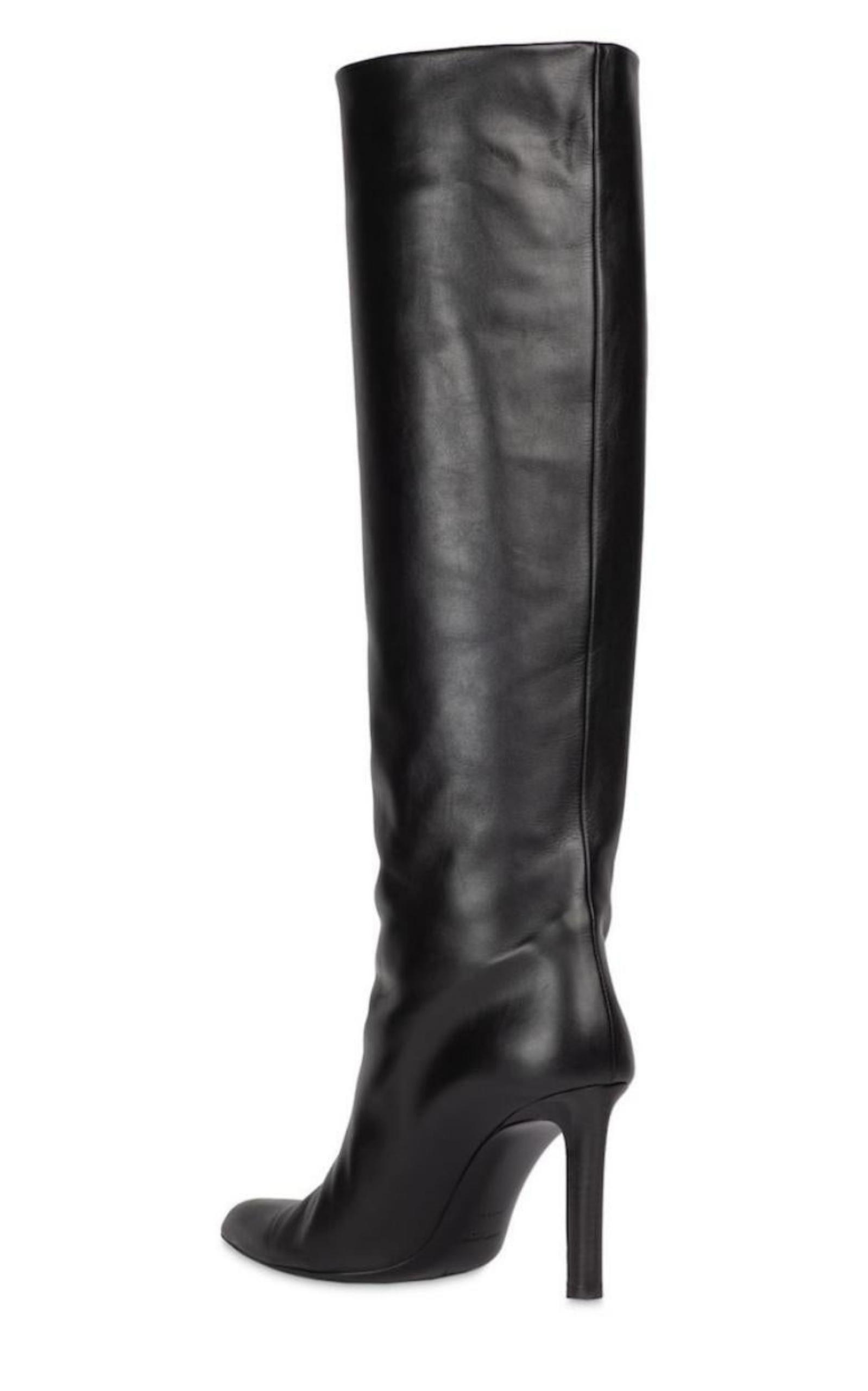  Saint LaurentKid Knee High Leather Boots - Runway Catalog