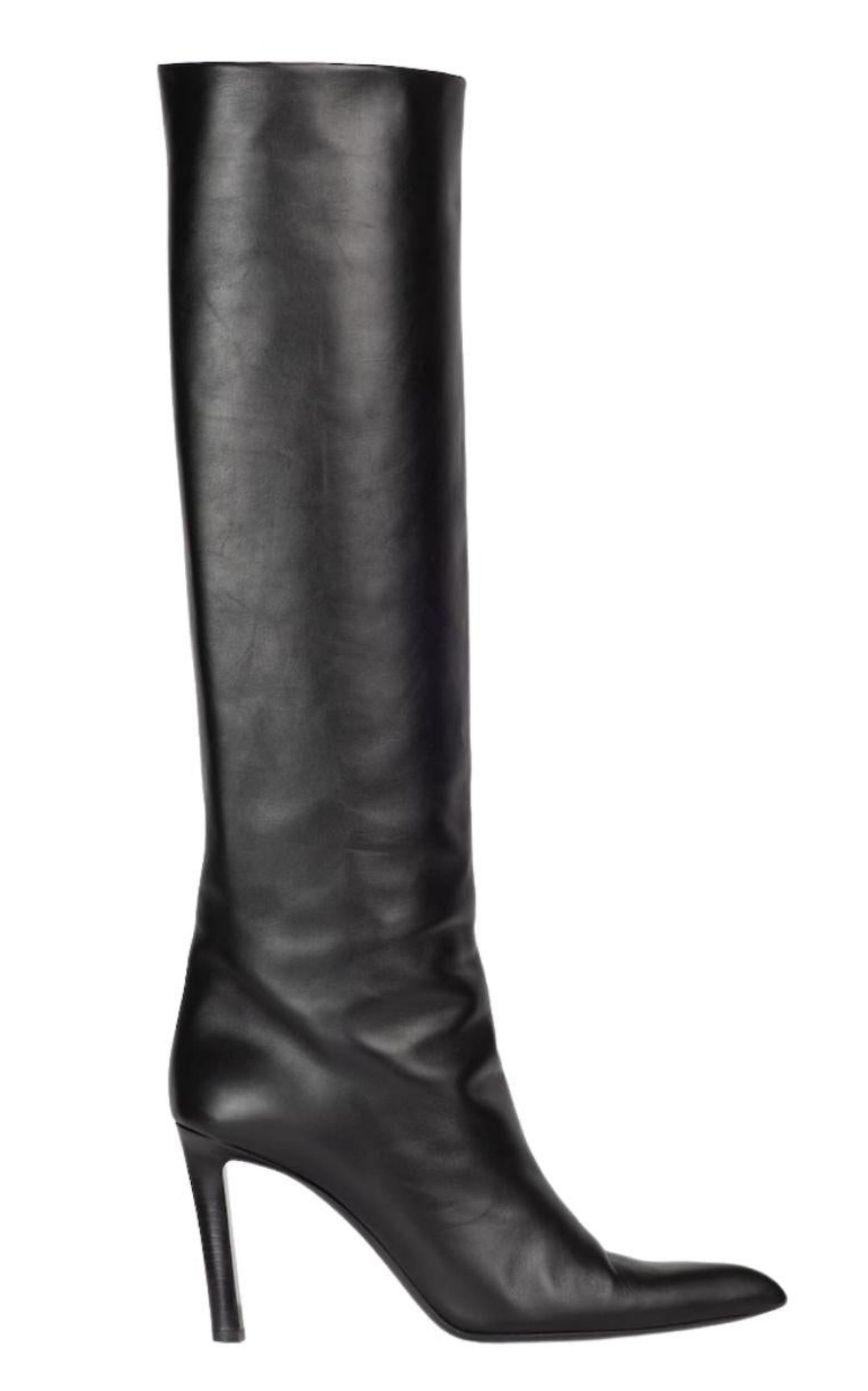 Saint Laurent Shoes | Kidd Knee High Leather Boots / Booties, Black, (Size It 36.5 (US 6.5), New | Tradesy