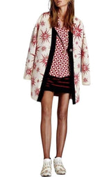  Fausto PuglisiKnit Star Ivory Red Caban Coat - Runway Catalog