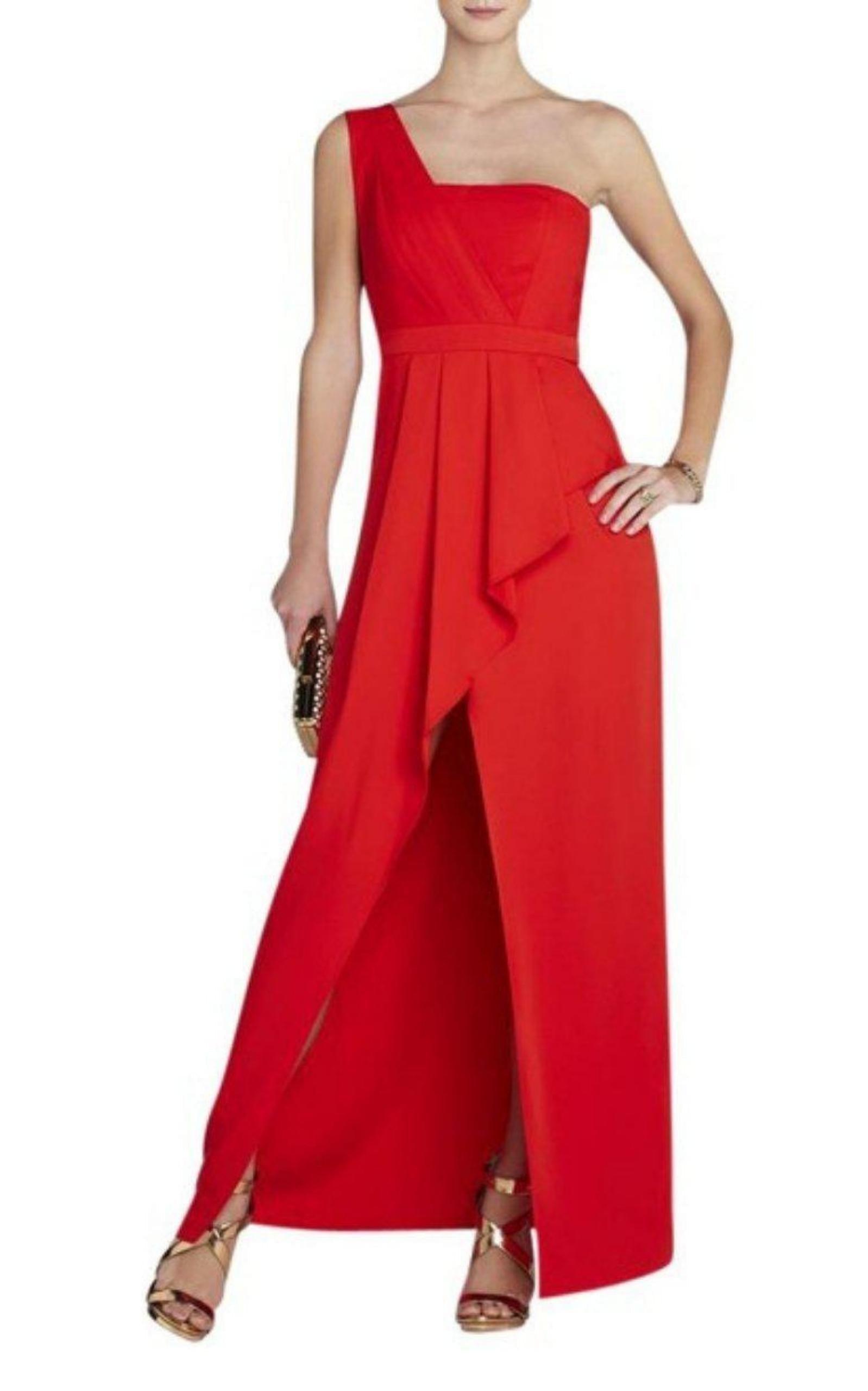 BCBGMAXAZRIA Kristine One Shoulder Peplum Gown Runway Catalog