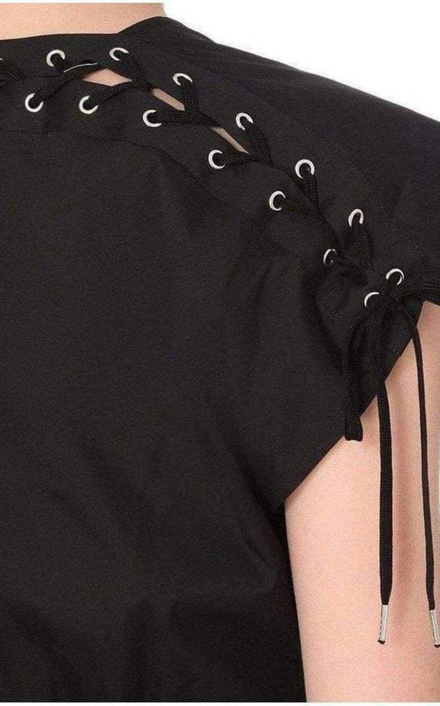  Jean Paul GaultierLace Up Panel Black Cotton Dress - Runway Catalog