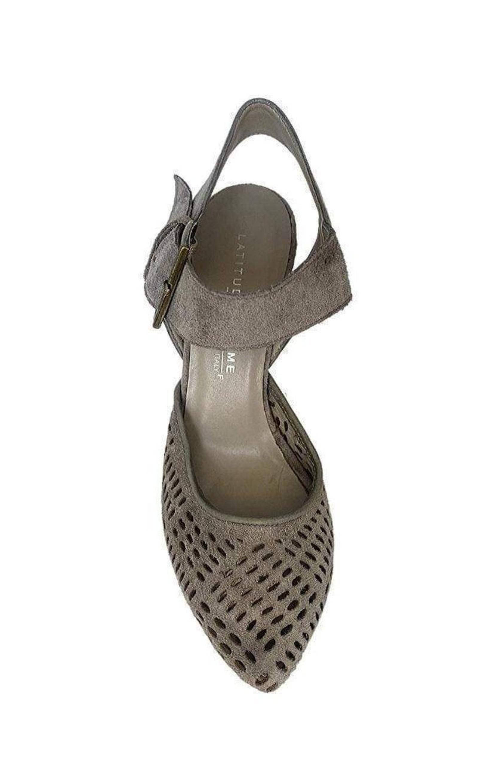  Latitude FemmeLaser Cutout Leather Sandal Shoes - Runway Catalog