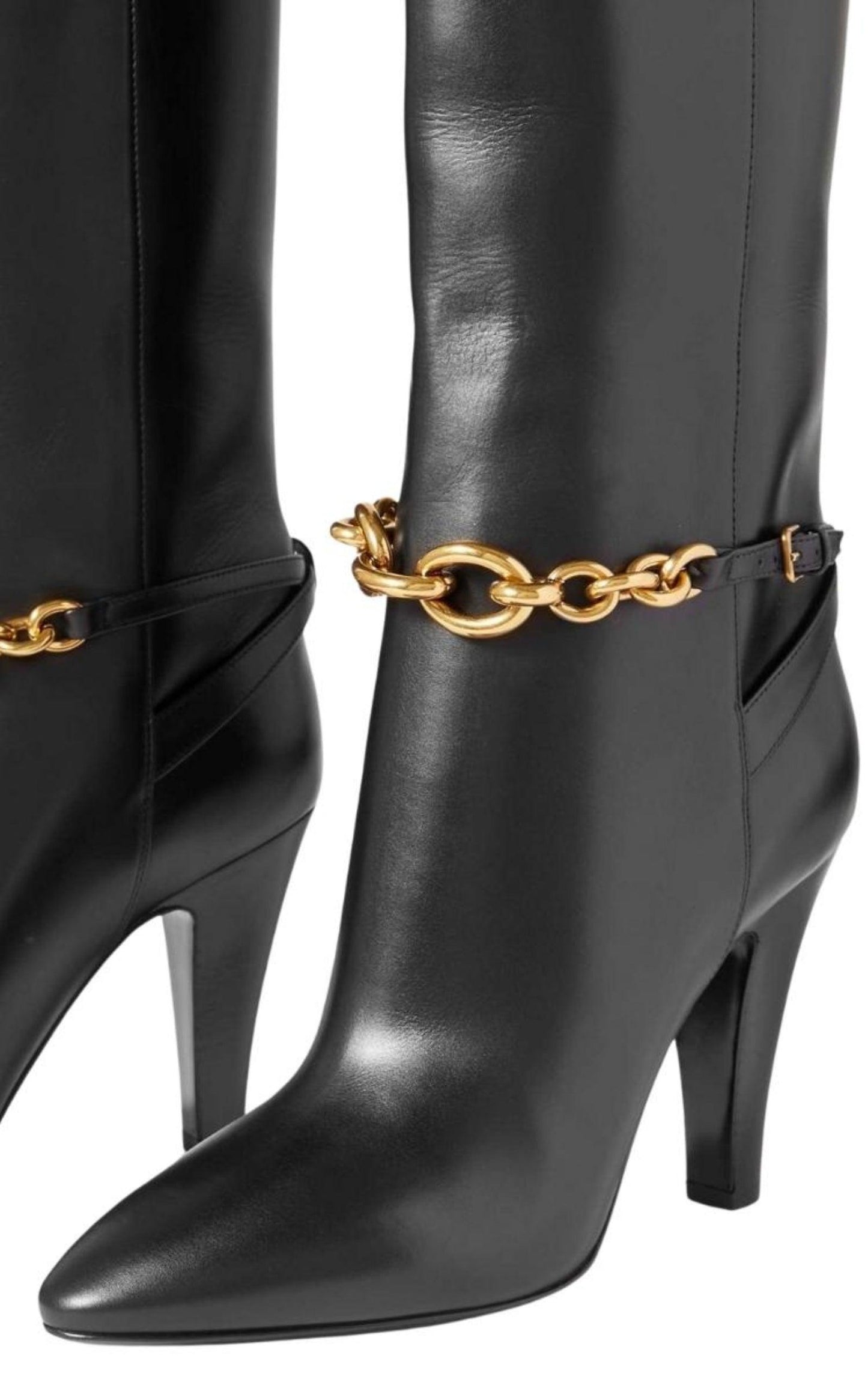 Le Maillon Chain-embellished Leather Knee Boots
