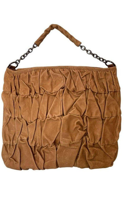 Leather Ruched Details Tote Bag