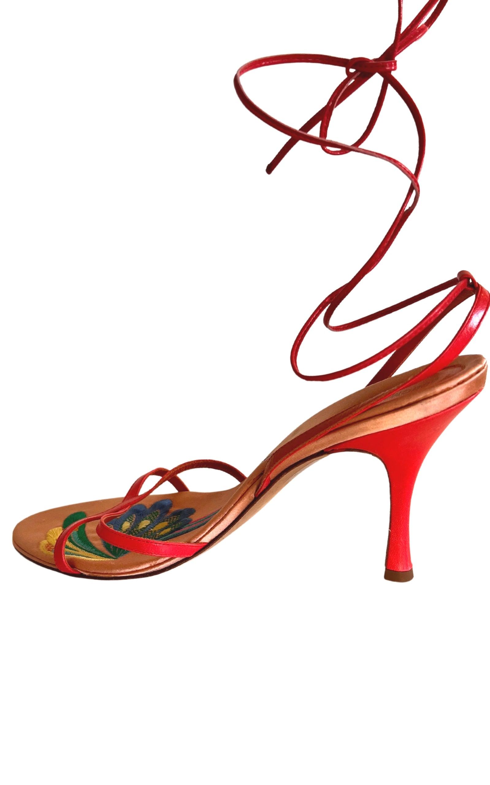  BCBGMAXAZRIALeather Sandals Insole Embroidery - Runway Catalog
