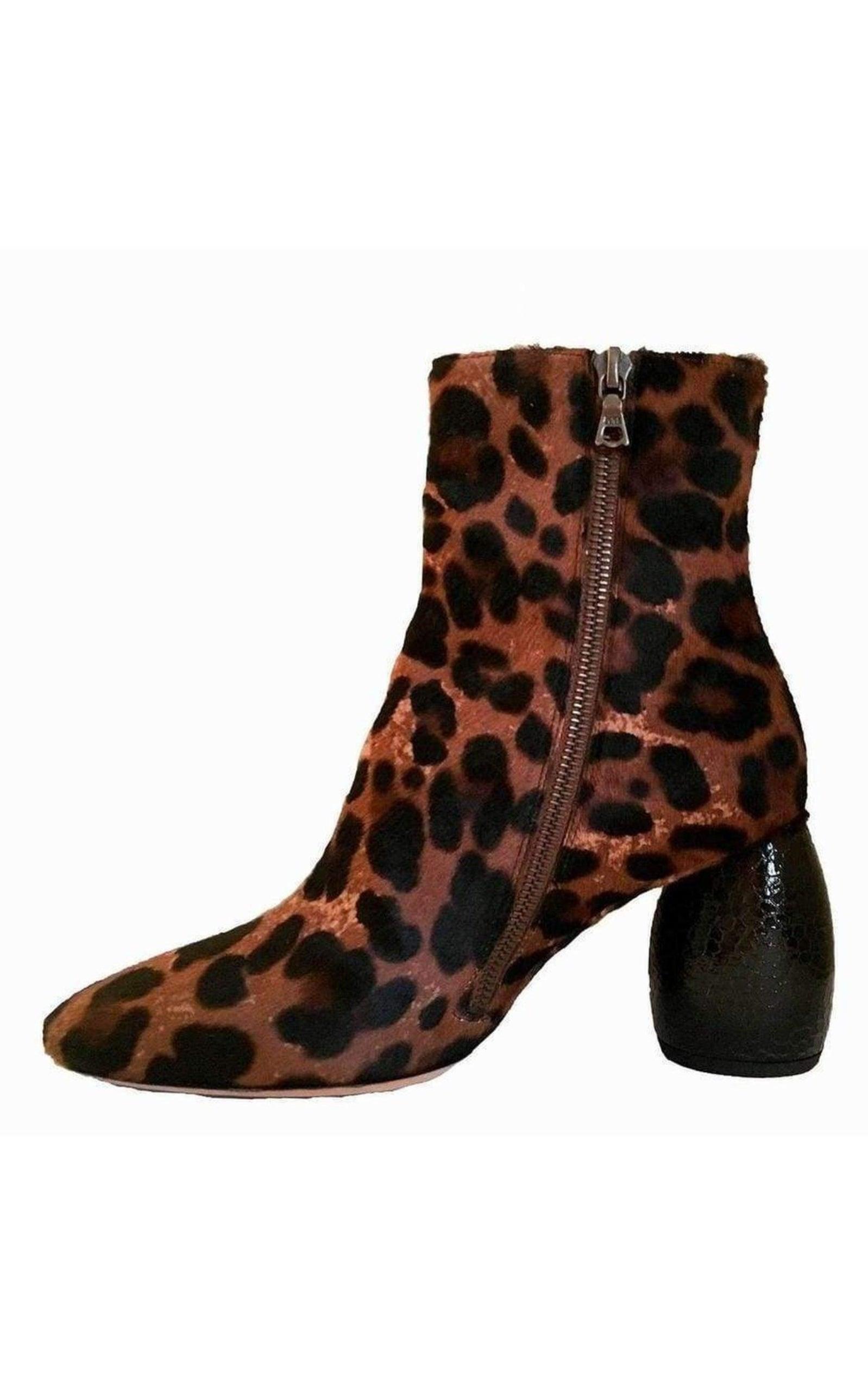  Dries Van NotenLeopard Calf Leather Boots - Runway Catalog