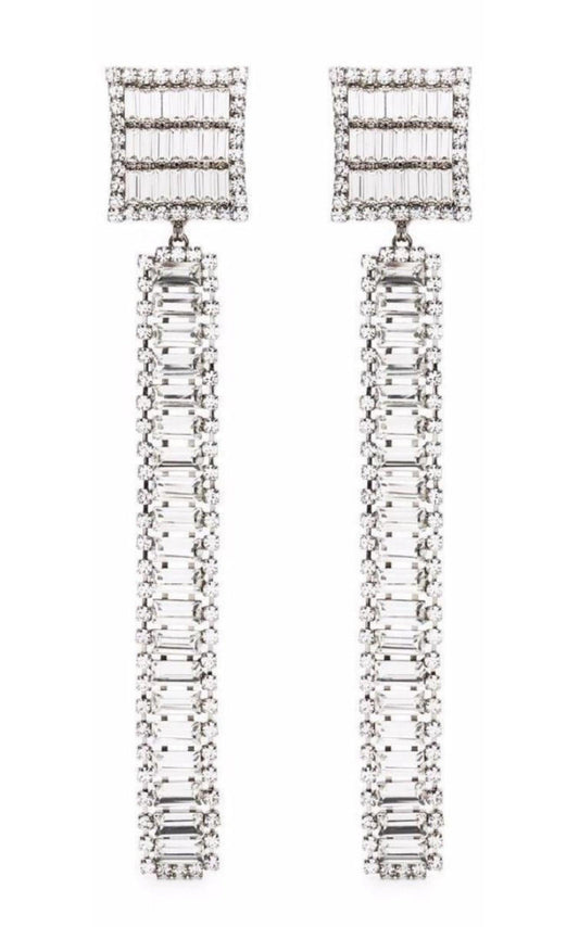  Alessandra RichLong Crystal-embellished Earrings - Runway Catalog