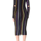  Nina RicciLong Sleeve Sequin Embellished Knit Bayadere Dress - Runway Catalog