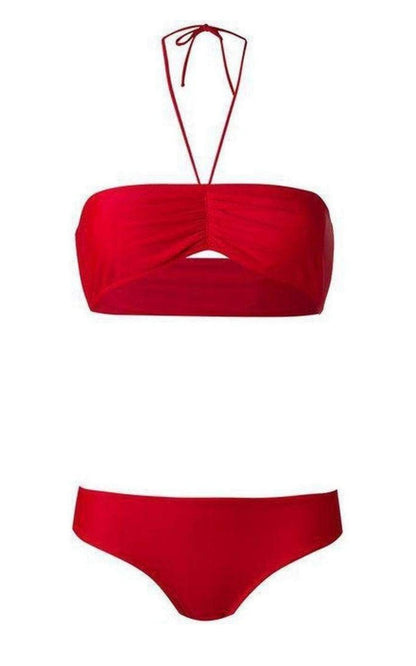Gucci Embellished Colorblocked White & Red Swimsuit