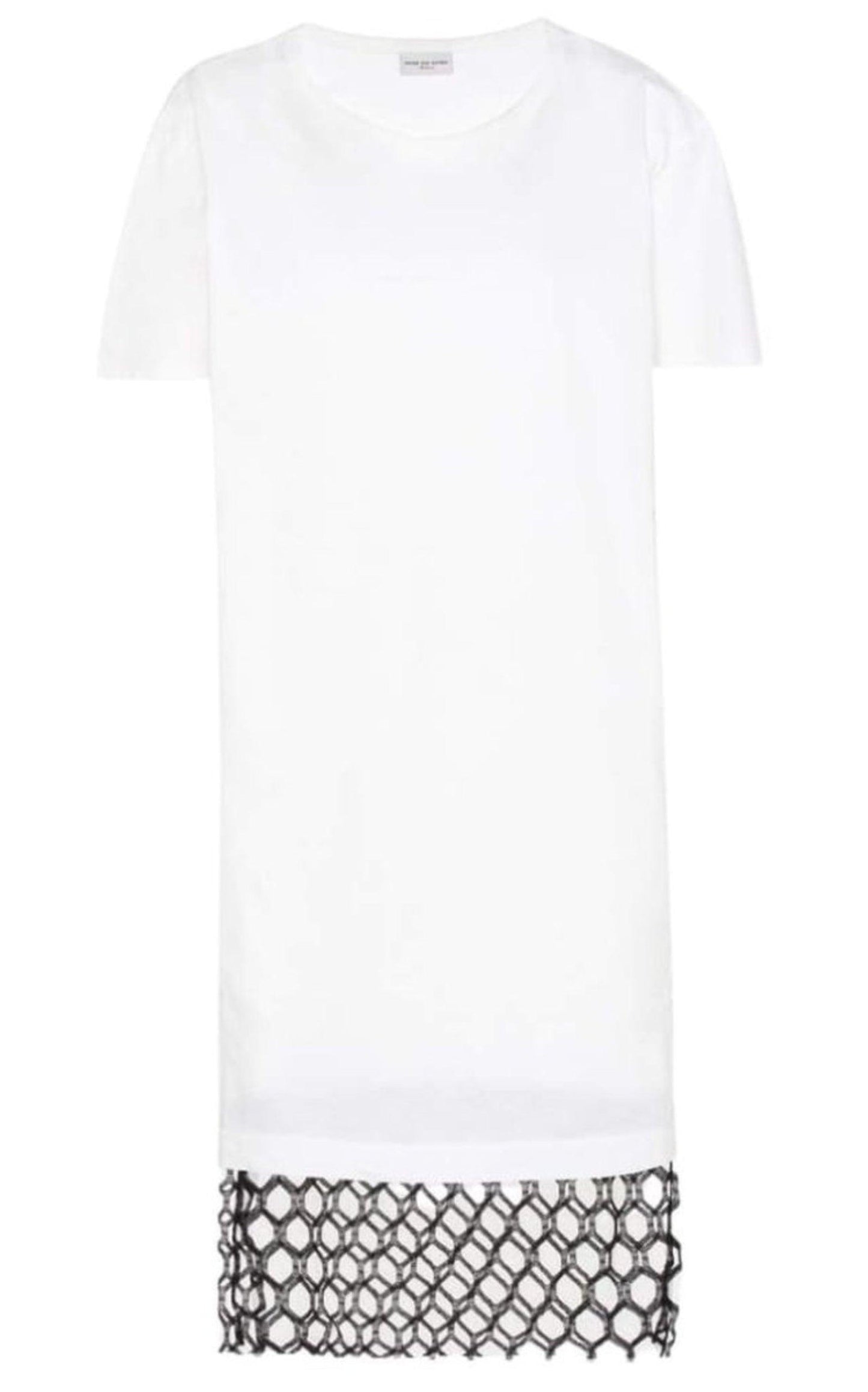  Dries Van NotenMesh Lace Cotton Shirt Dress - Runway Catalog