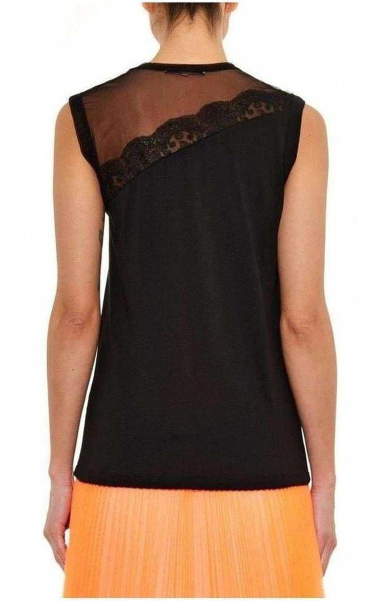  Christopher KaneMesh and Lace Insert Black Top - Runway Catalog