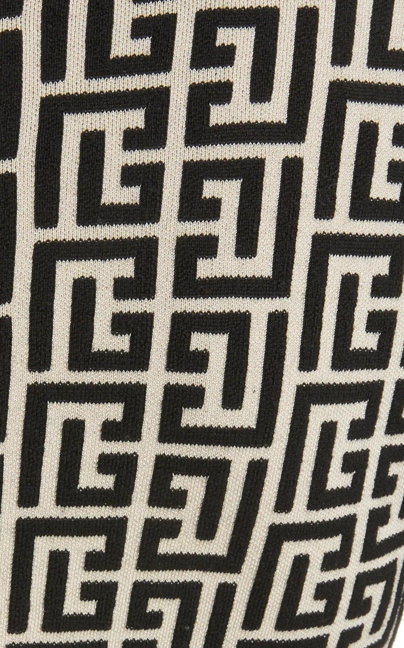 Balmain Monogram Jacquard Wool Blend Minidress