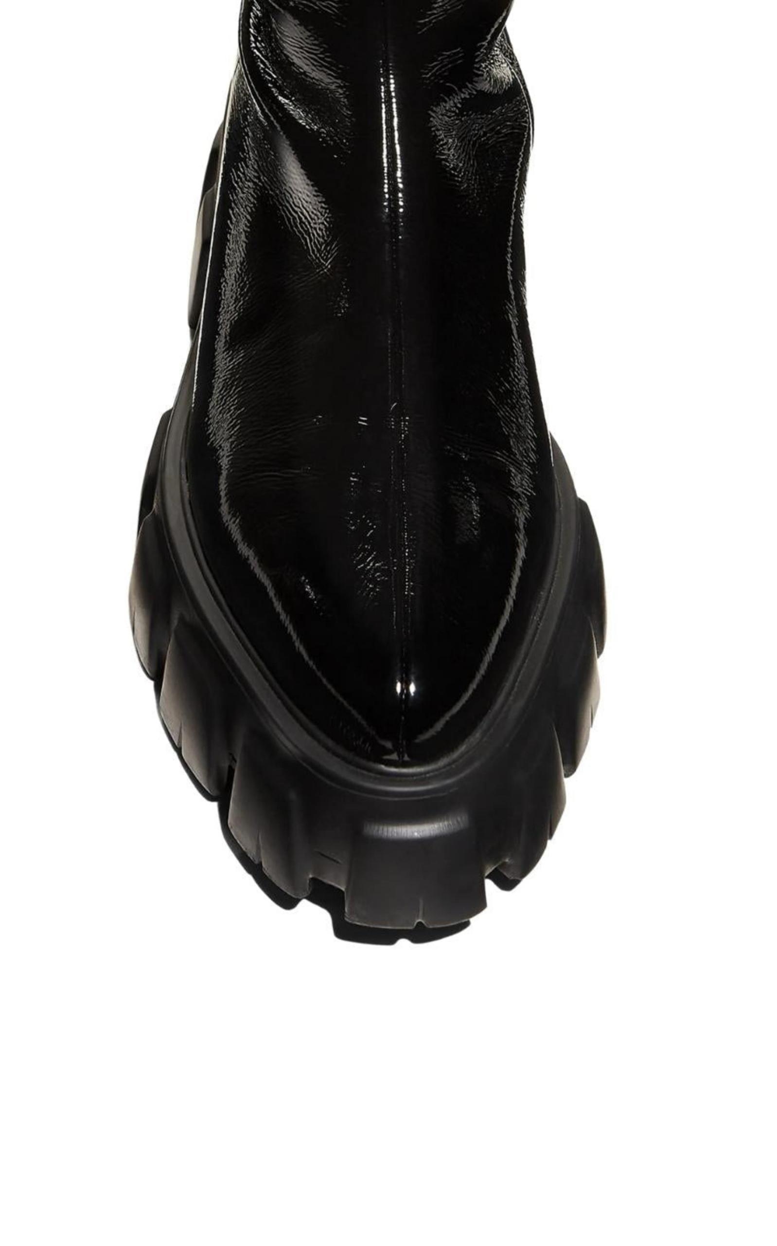  PradaMonolith Patent-leather Boots - Runway Catalog