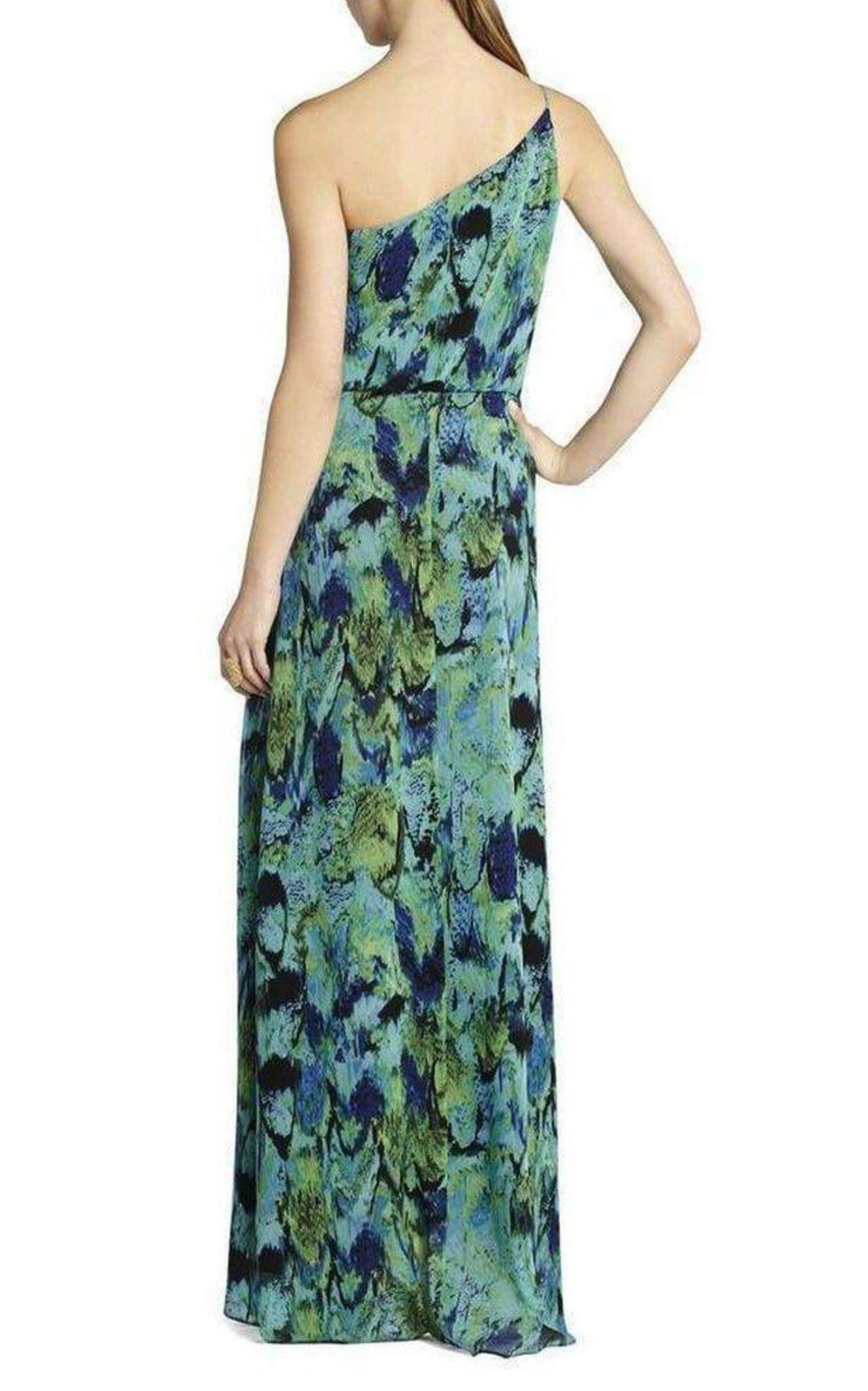 BCBGMAXAZRIA Nalda One Shoulder Long Ruffle Dress Runway Catalog