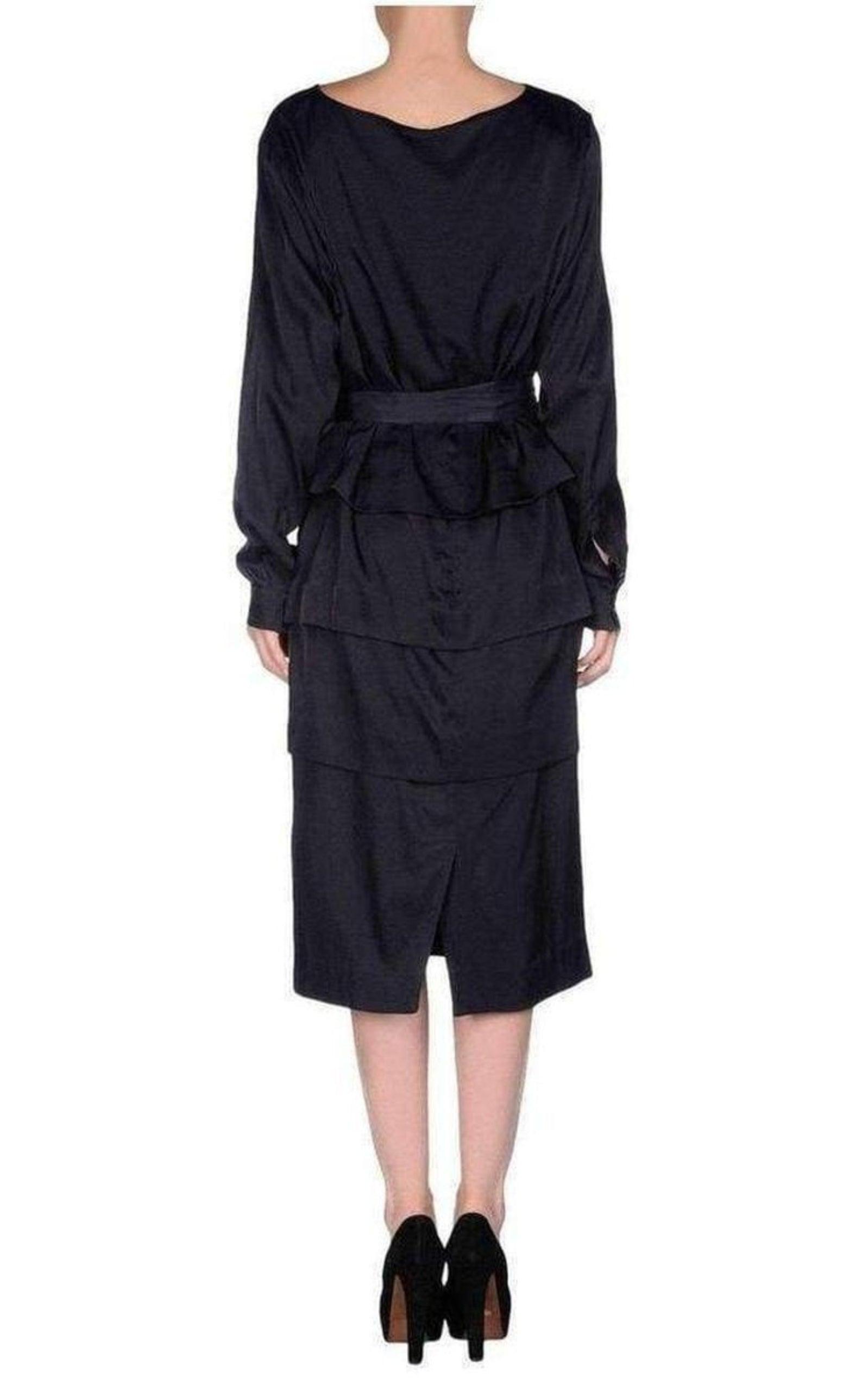  Dries Van NotenNavy Cotton Blend Layered Dress - Runway Catalog