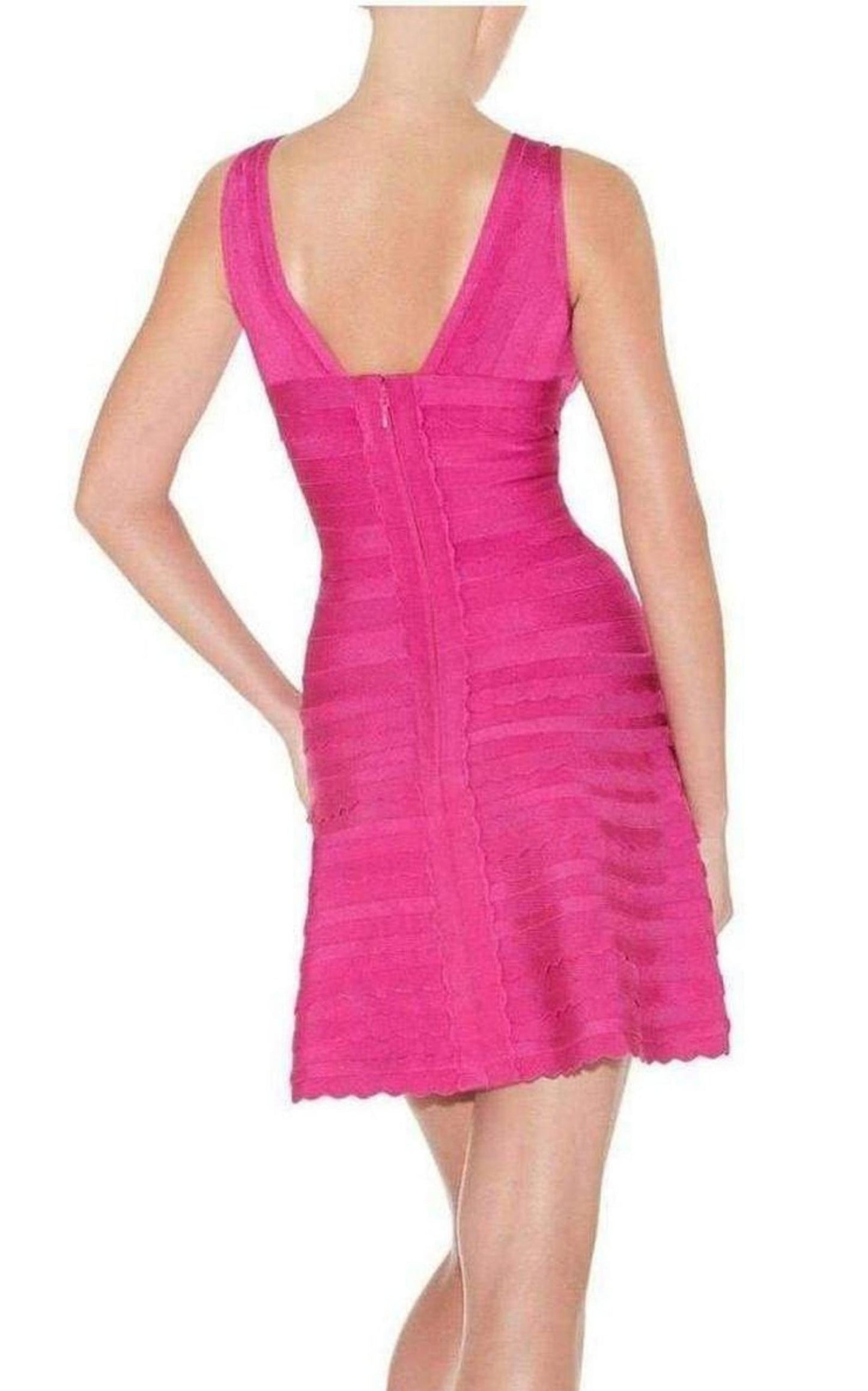  Herve LegerNikayla Scalloped Edge Caprice Pink Dress - Runway Catalog