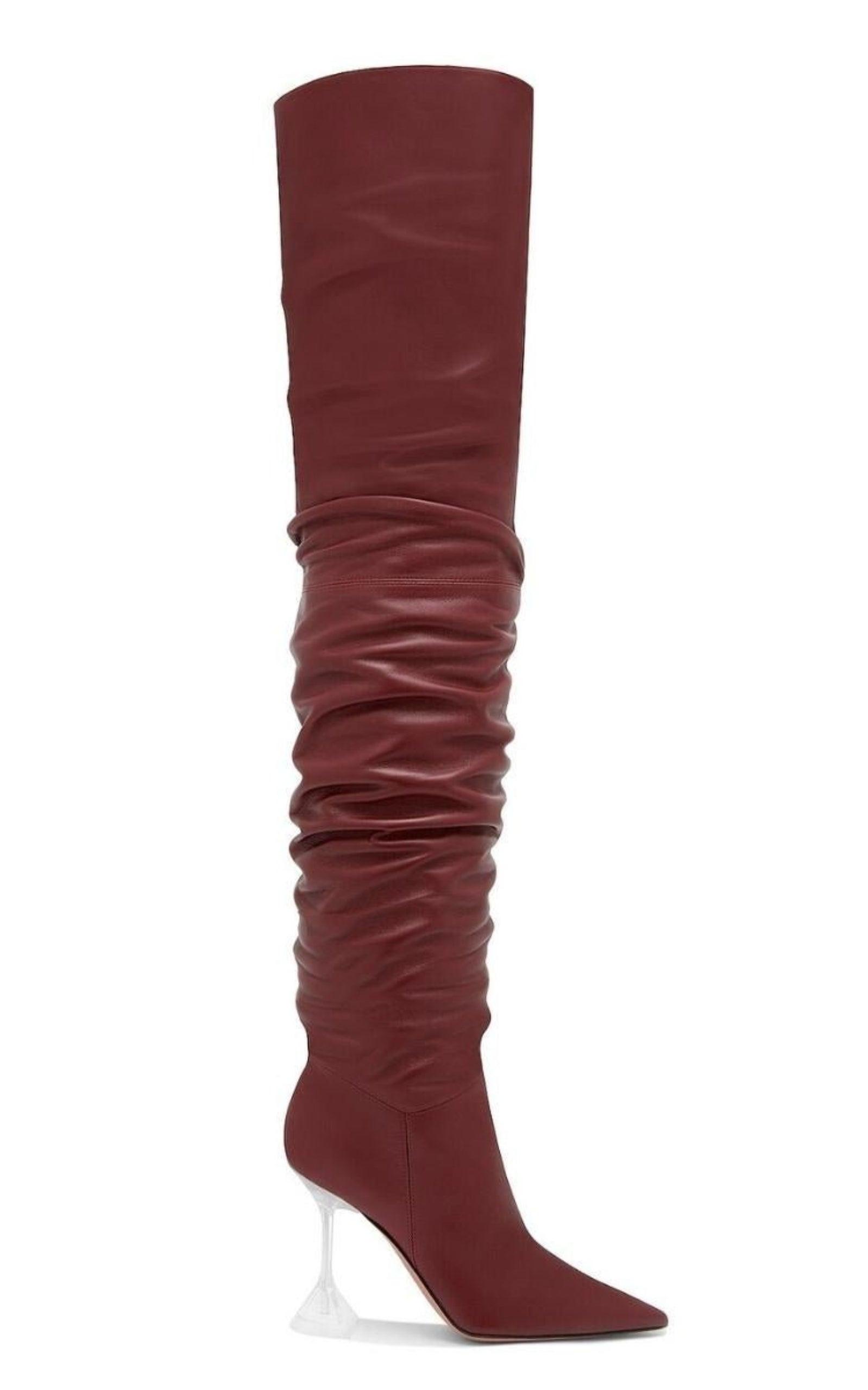  Amina MuaddiOlivia Leather Over-The-Knee Boots - Runway Catalog