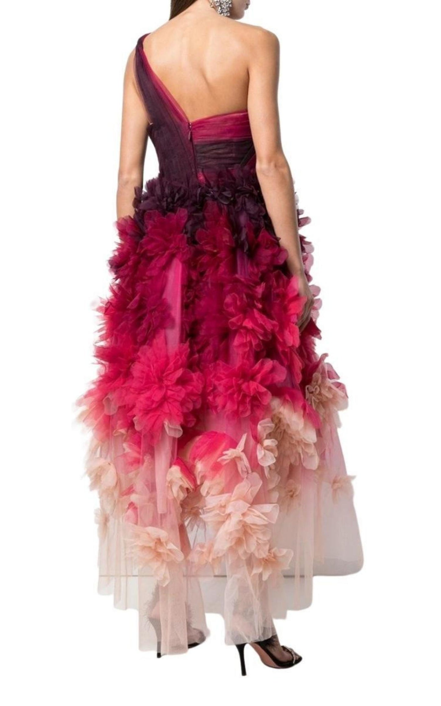  Marchesa NotteOne Shoulder Floral Dress - Runway Catalog