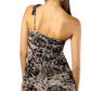  BCBGMAXAZRIAOne shoulder Animal Print Silk Dress - Runway Catalog